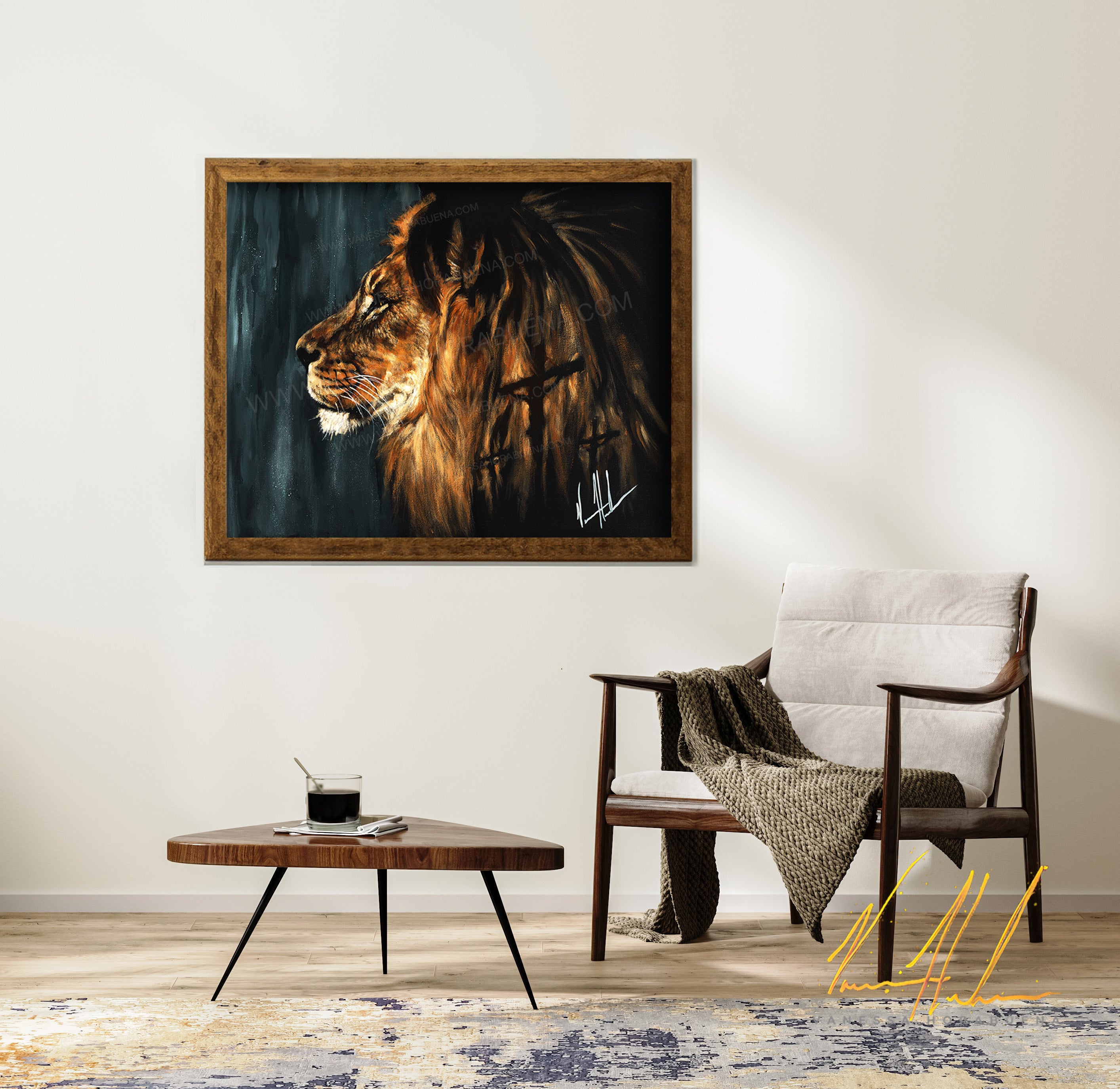 No Greater Love (Hand Embellishment Canvas Print) Lion Art Print Vanessa Horabuena