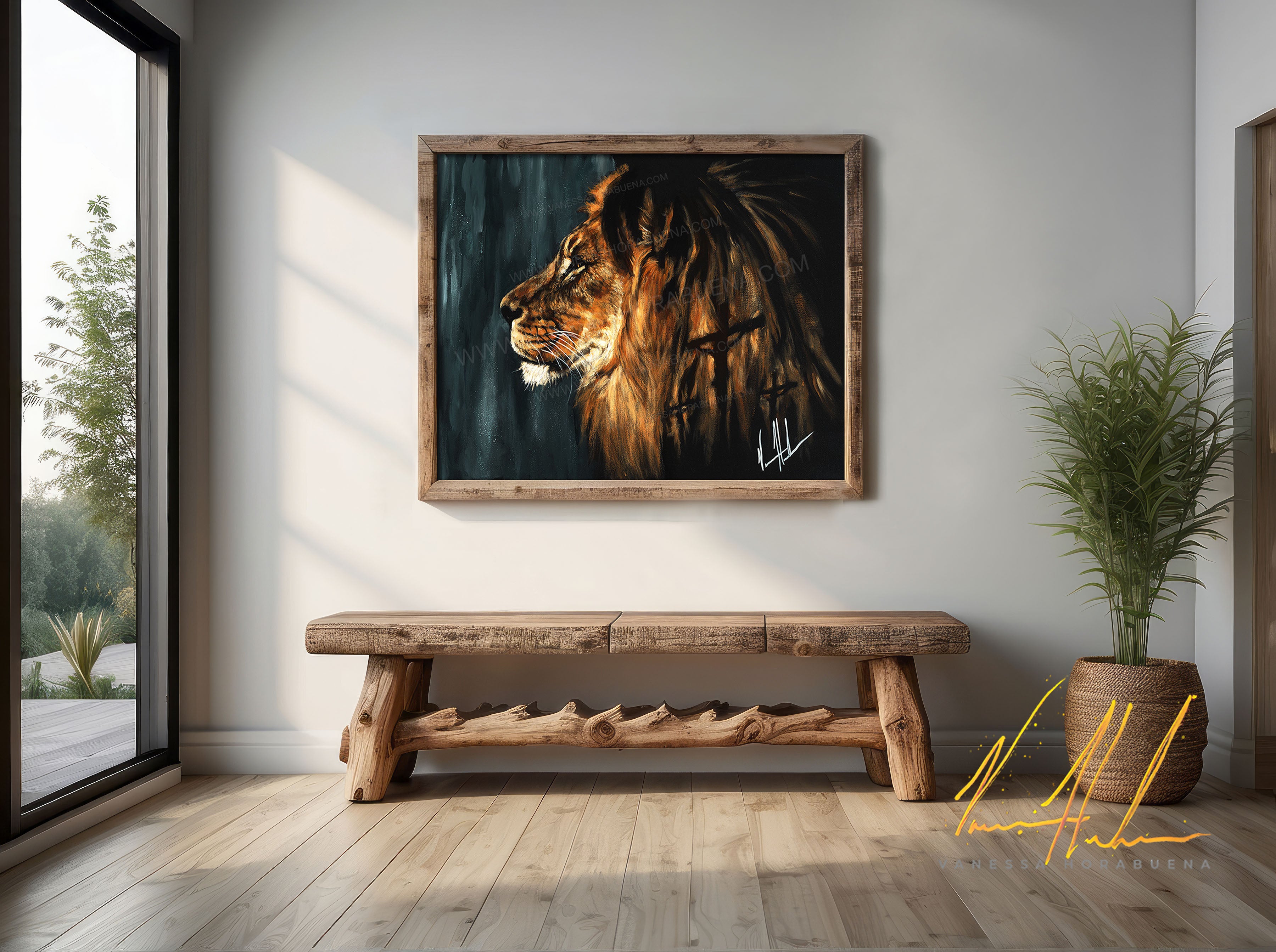 No Greater Love (Hand Embellishment Canvas Print) Lion Art Print Vanessa Horabuena