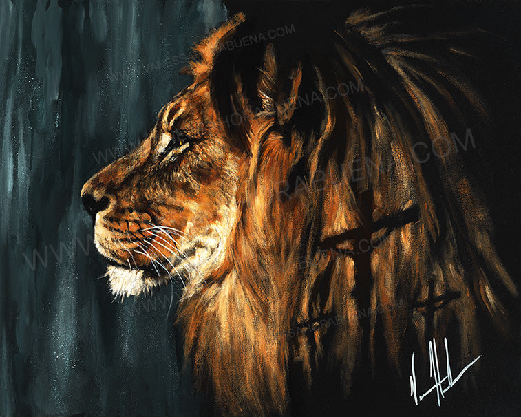 No Greater Love (Hand Embellishment Canvas Print) Lion Art Print Vanessa Horabuena