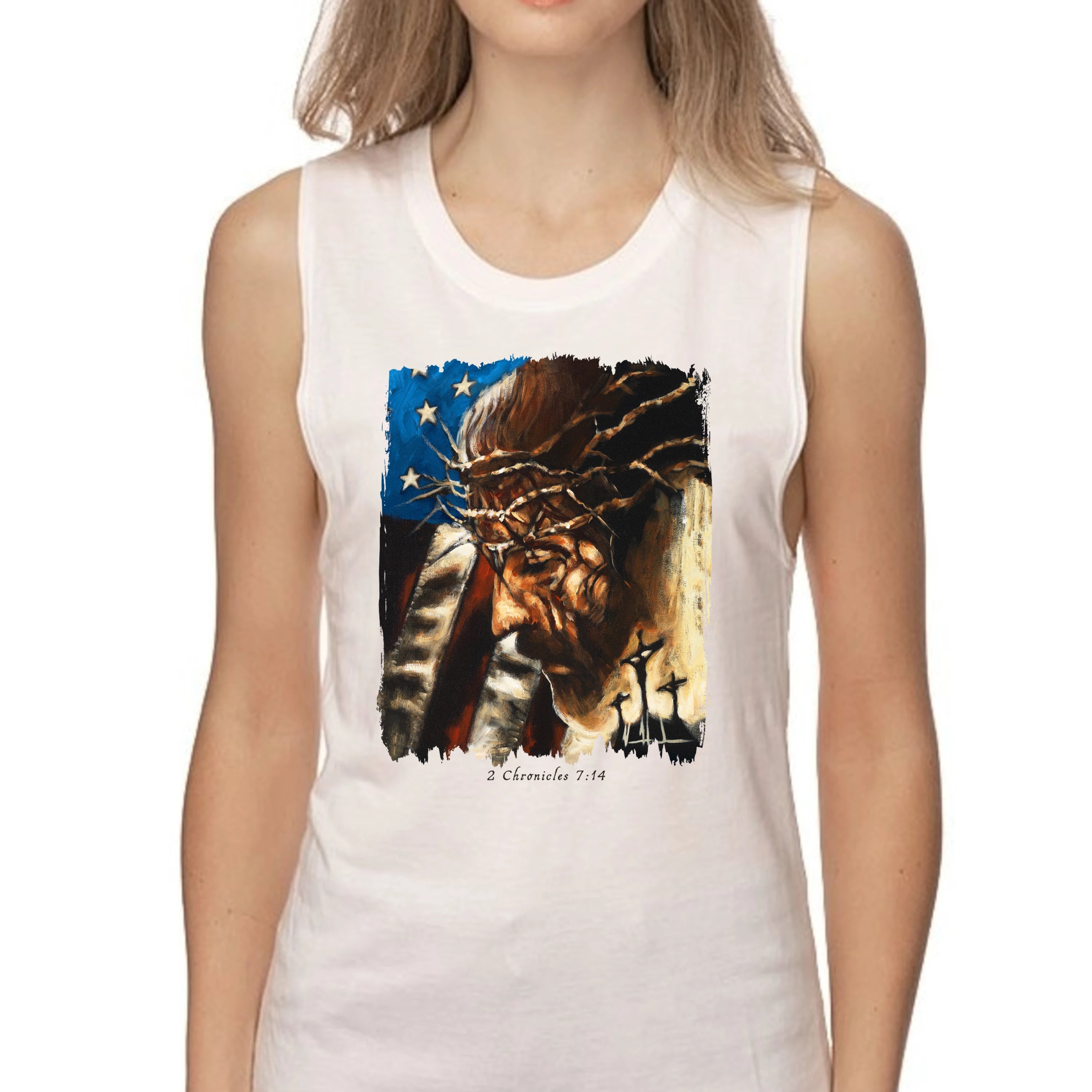 One Nation Under God - Women's Tank Top (Organic Bamboo) Vanessa Horabuena Short Sleeve Frost (White) XS