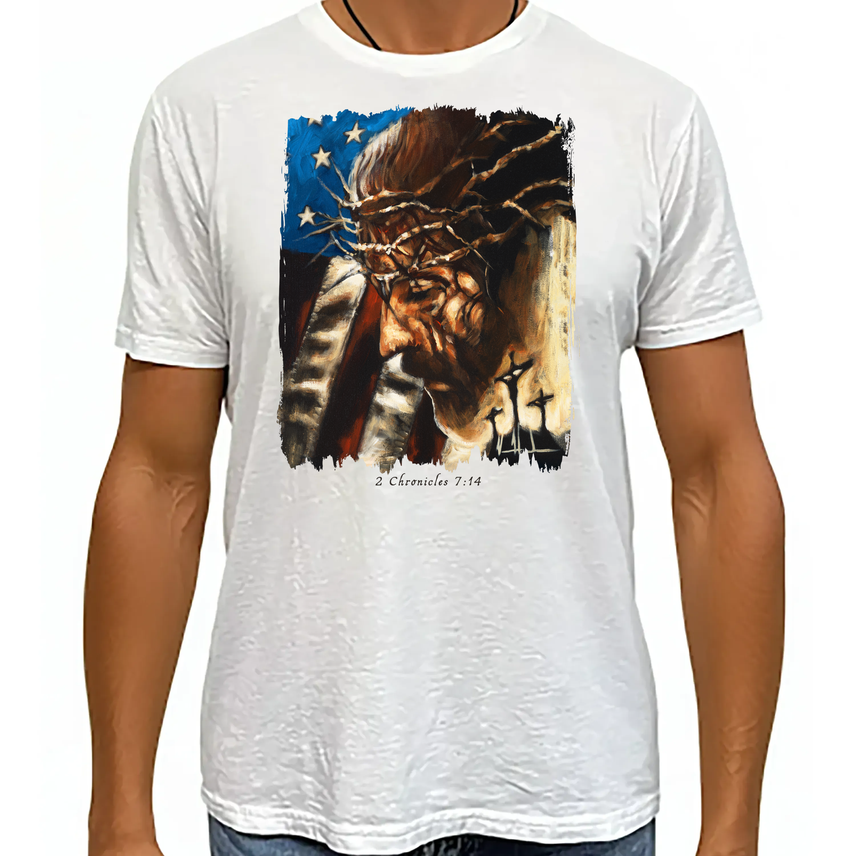 One Nation Under God - Unisex T (Premium Organic Fabric) Vanessa Horabuena Bamboo White Small