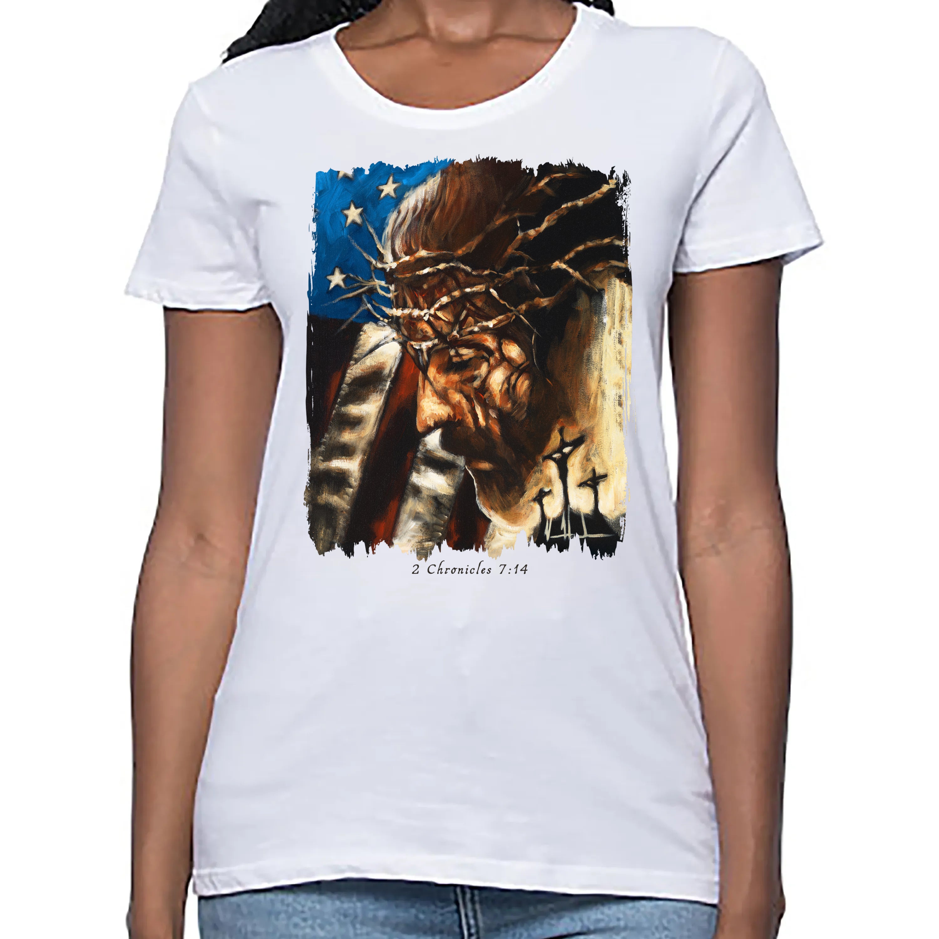 Women's T (Organic Bamboo) - One Nation Under God Organic Bamboo Vanessa Horabuena Short Sleeve Frost (White) XS