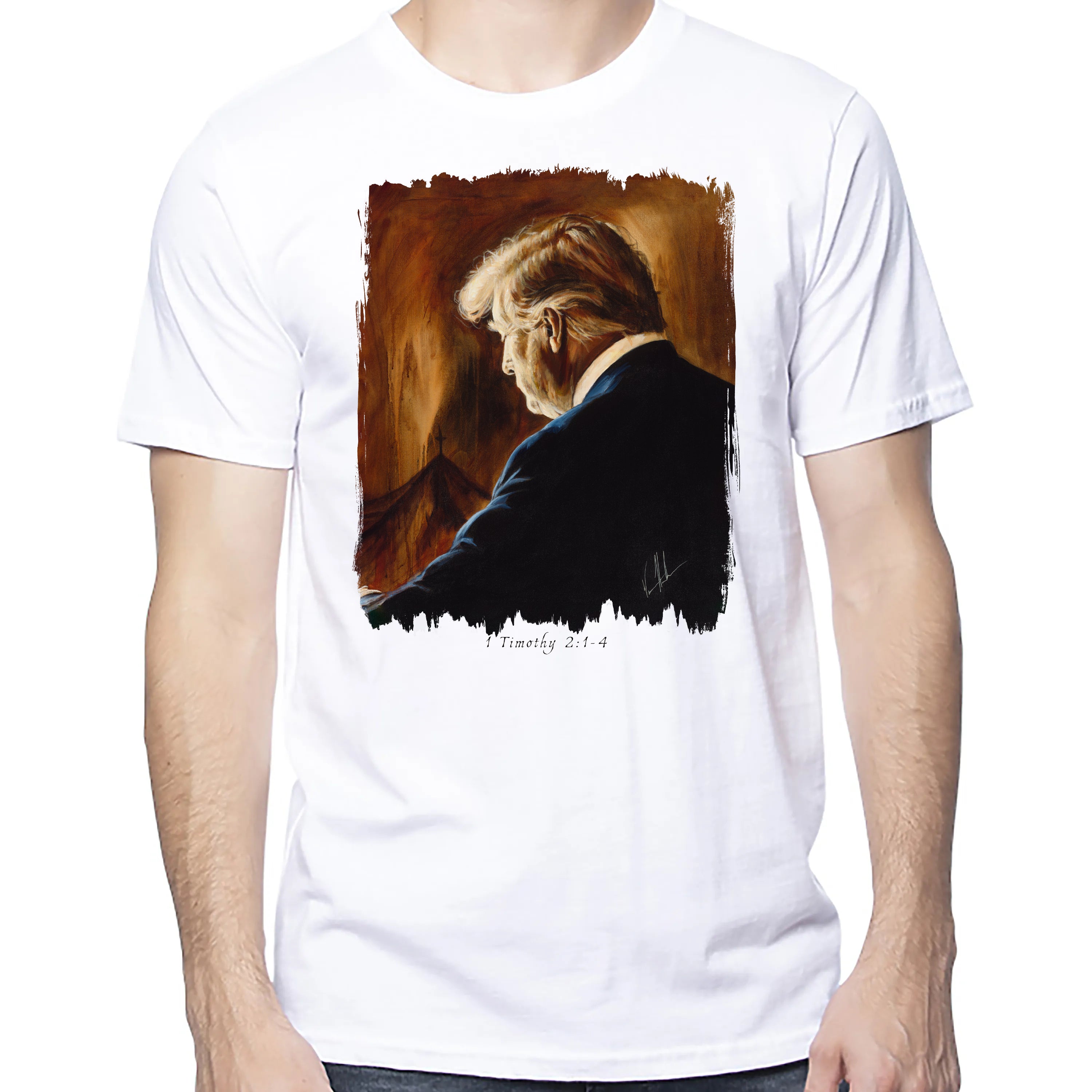 Prayers For Our President - For Such A Time As This - Unisex T (Premium Organic Fabric) Vanessa Horabuena Cotton White Small