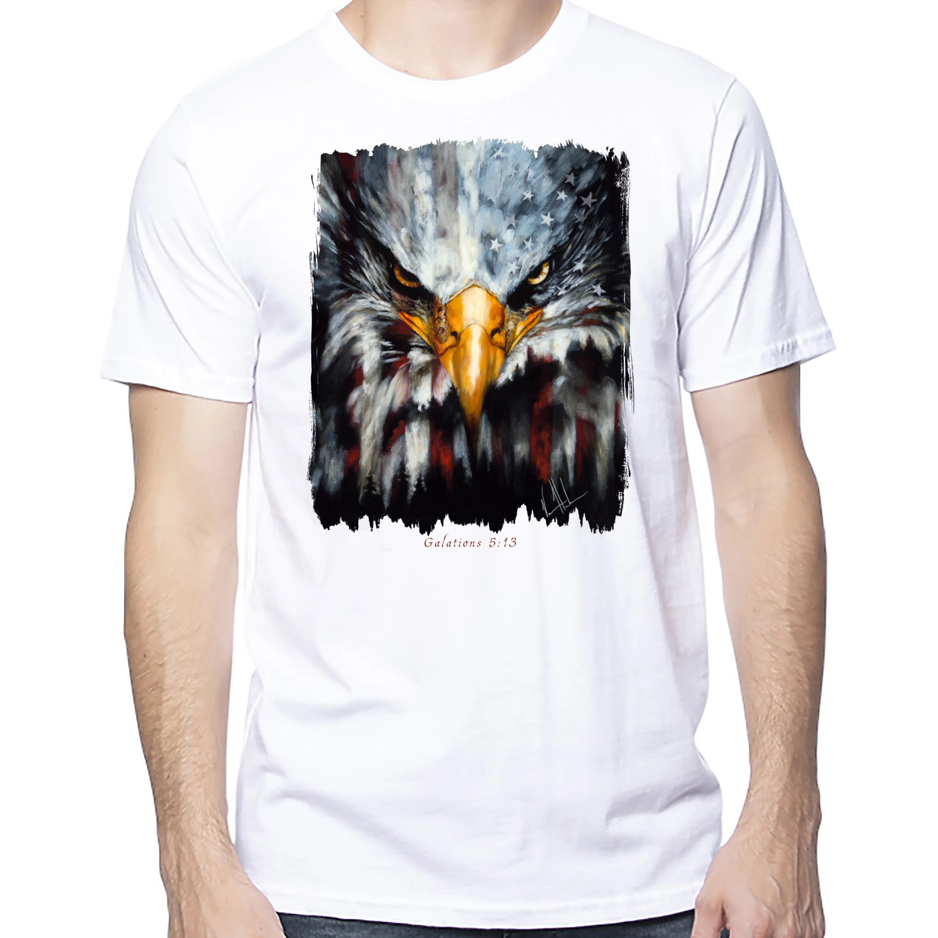 Stripes Of Freedom - Unisex T (Premium Organic Fabric) Vanessa Horabuena Cotton White Small