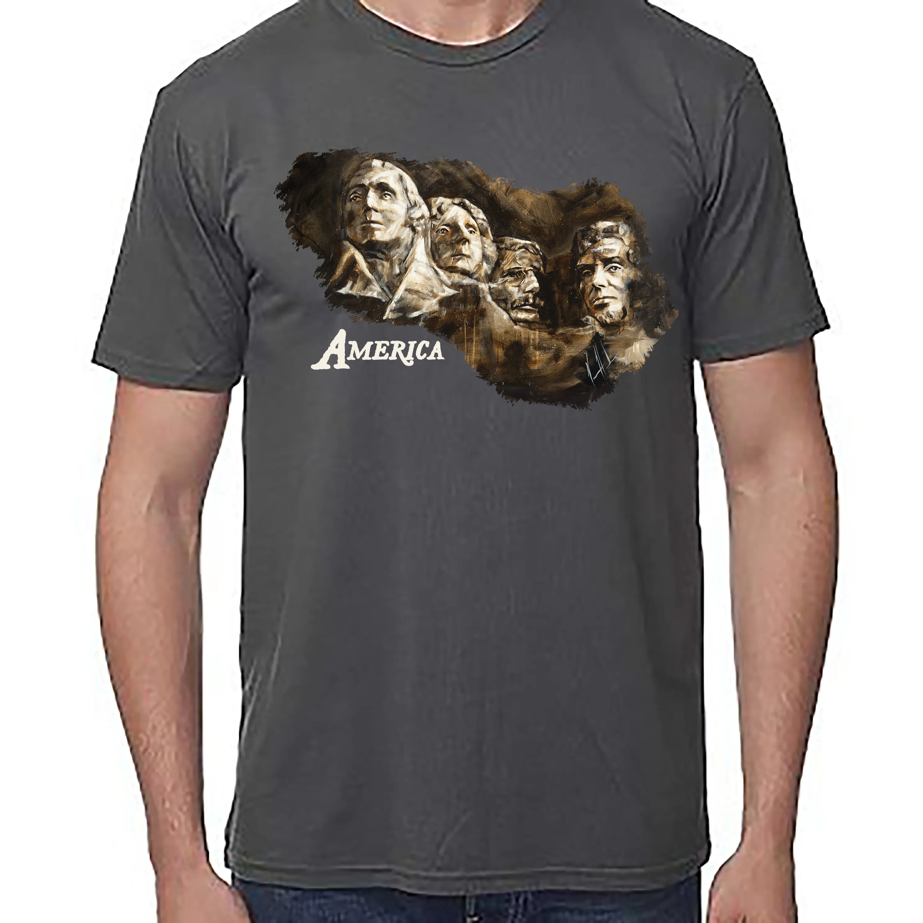 Unisex T Organic Bamboo -Legends of Freedom - 4th of July Organic Bamboo Vanessa Horabuena Short Sleeve Pewter XS
