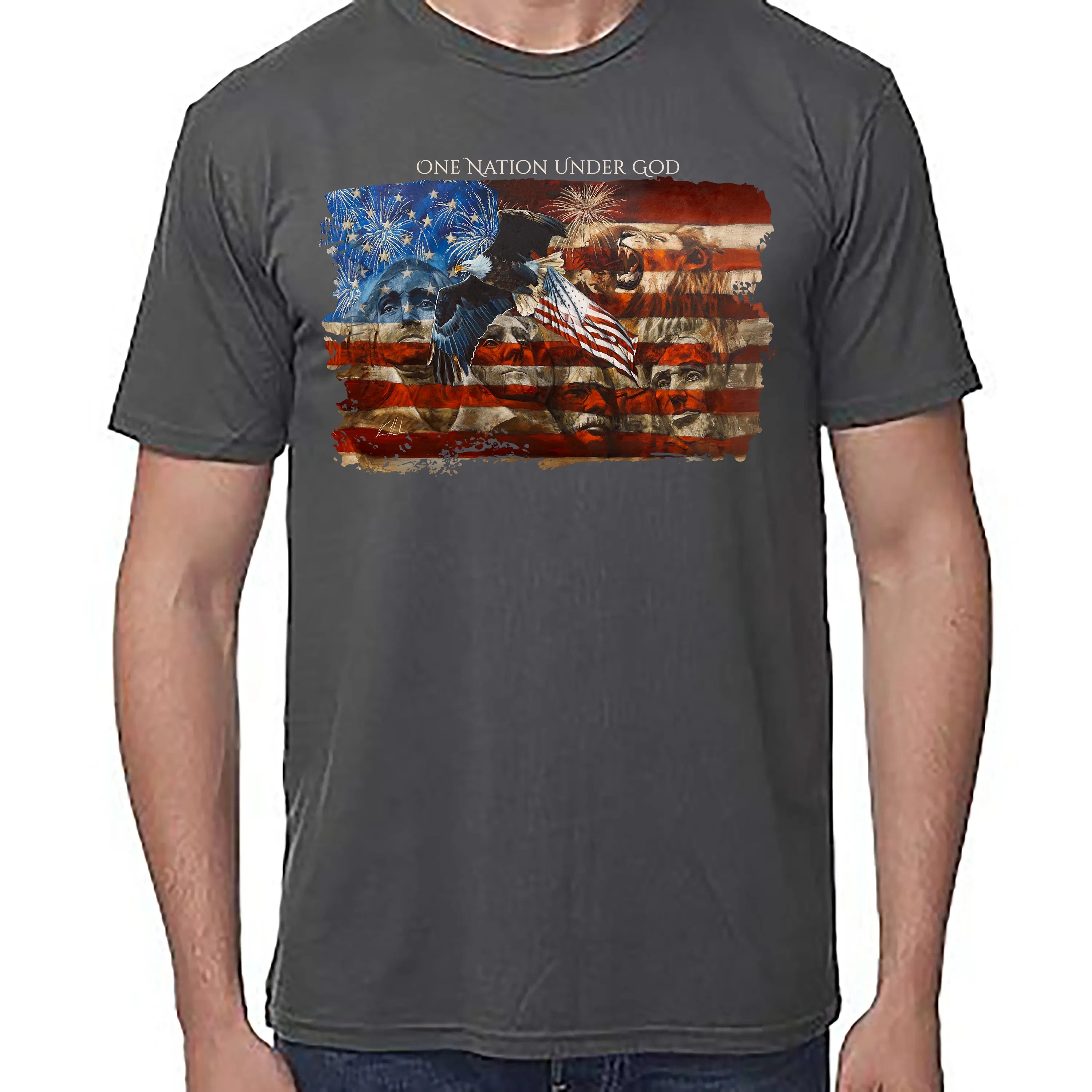 An American Tribute - 4th of July - Unisex T (Premium Organic Fabric) Vanessa Horabuena Bamboo Pewter Small