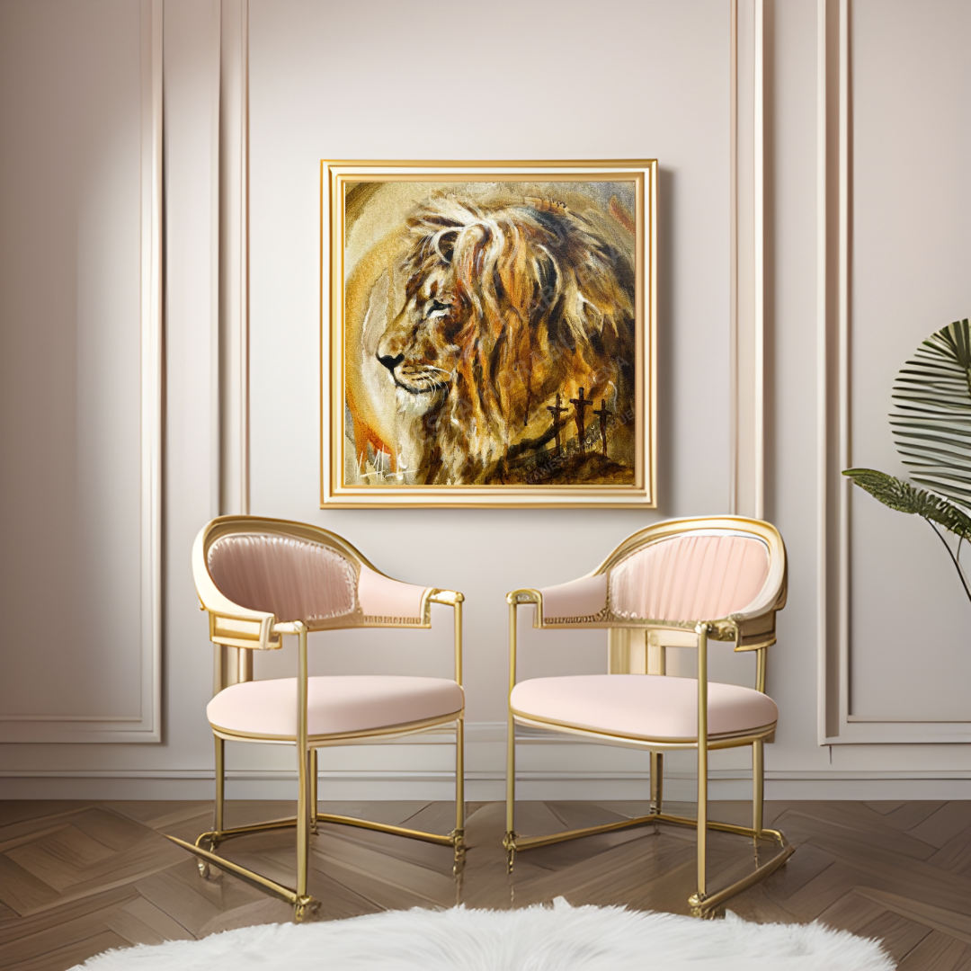 Kingdom of Heaven (Hand Embellishment Canvas Print) Lion Art Print Vanessa Horabuena