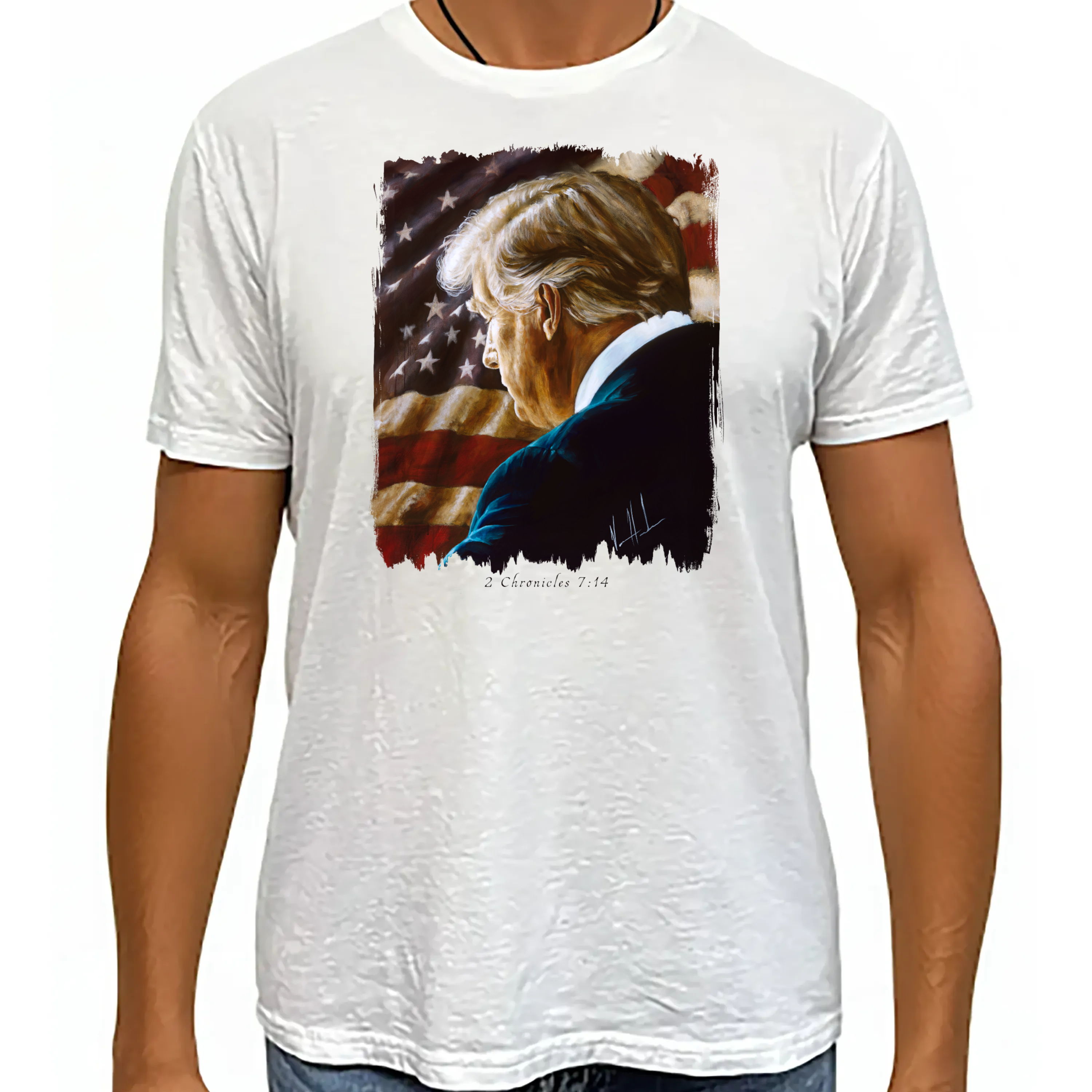 Prayers For Our Nation - Unisex T (Premium Organic Fabric) Vanessa Horabuena Bamboo White Small