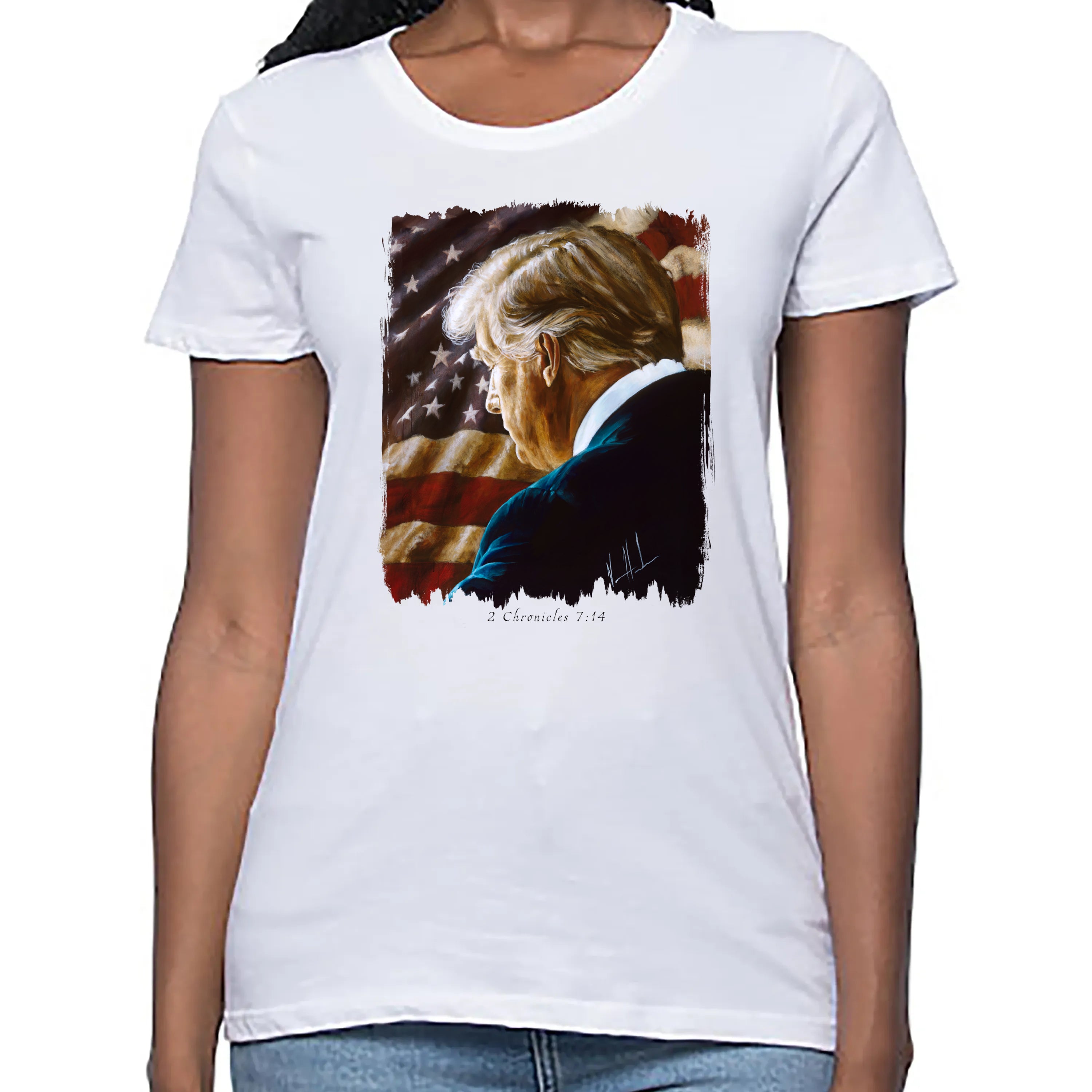 Women's T (Organic Bamboo) - Prayers for Our Nation Organic Bamboo Vanessa Horabuena Short Sleeve Frost (White) XS