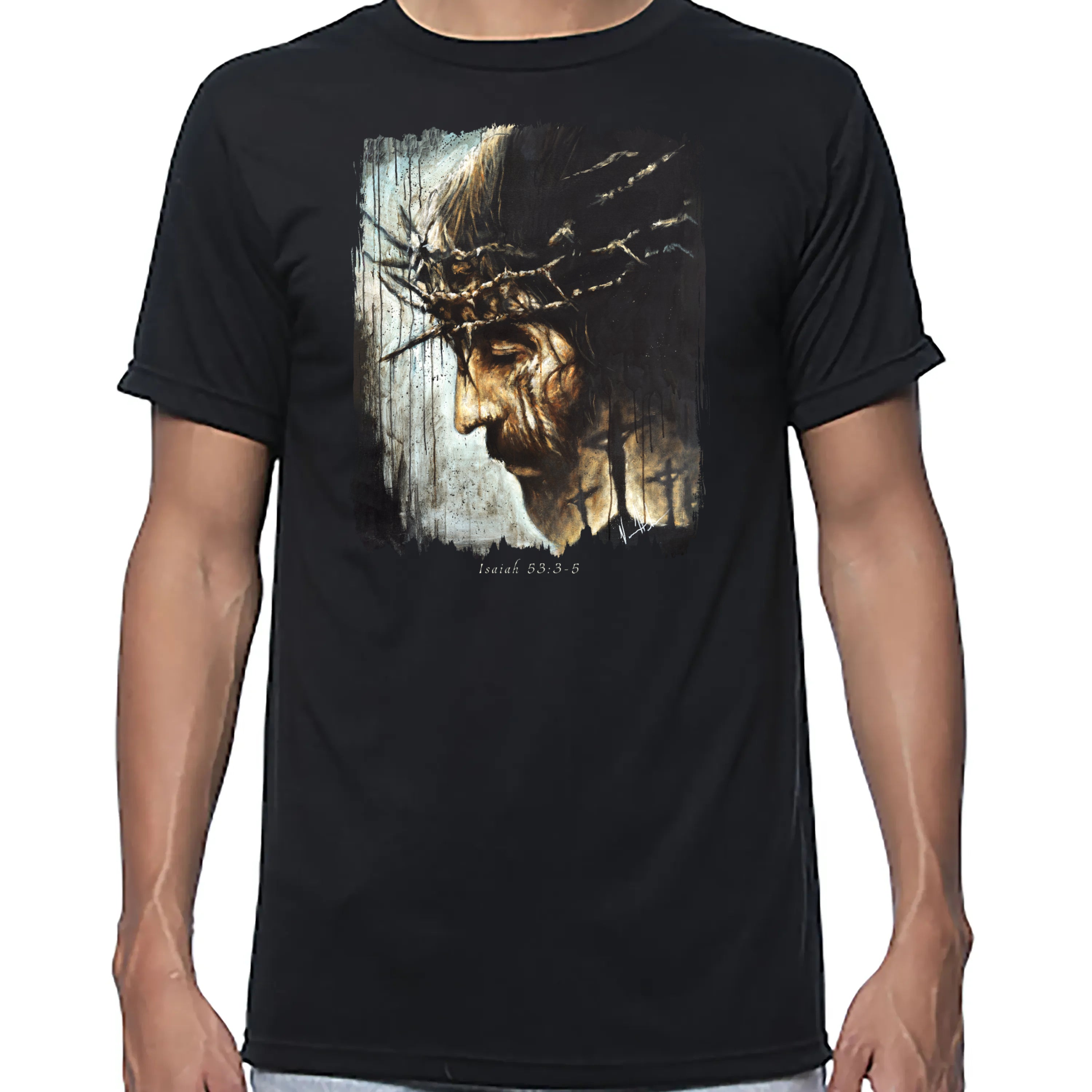 Redeemer's Love With Crosses - Unisex T (Premium Organic Fabric) Vanessa Horabuena Bamboo Black Small