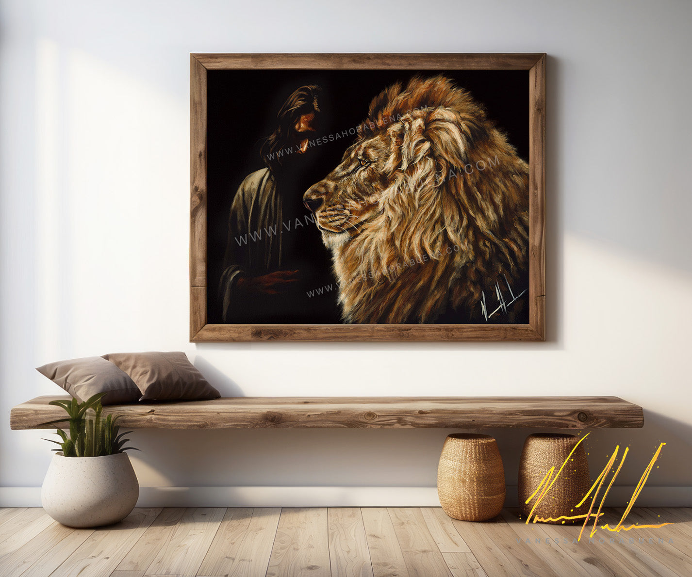 Solemn Plan of a King Lion Art Print, Jesus Art Print Vanessa Horabuena