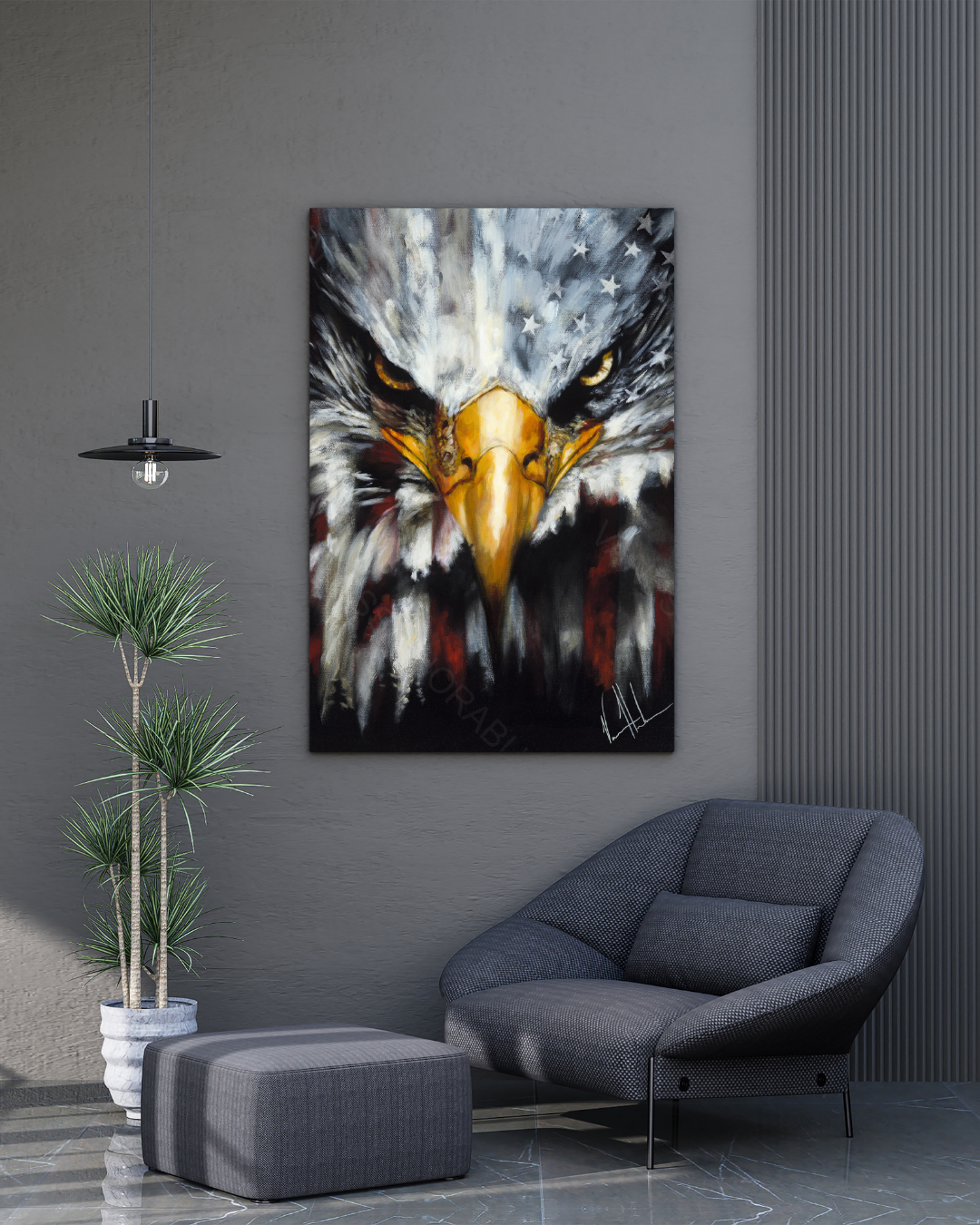 Stripes of Freedom (Hand Embellished Canvas Print) Patriotic Art Print Vanessa Horabuena
