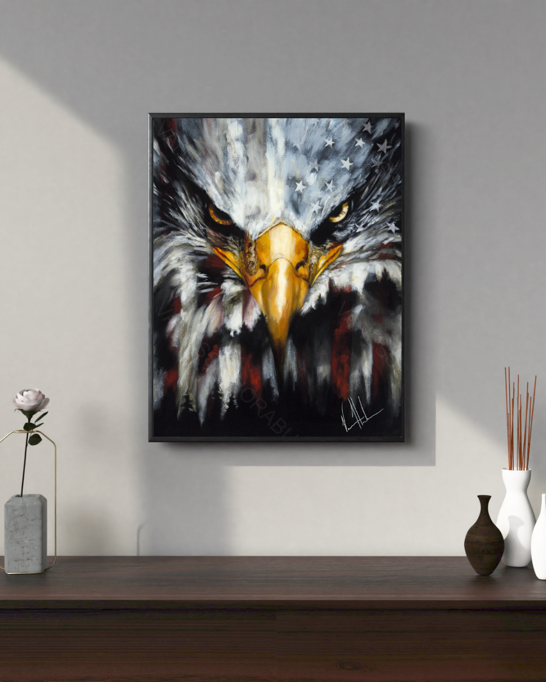 Stripes of Freedom (Hand Embellished Canvas Print) Patriotic Art Print Vanessa Horabuena