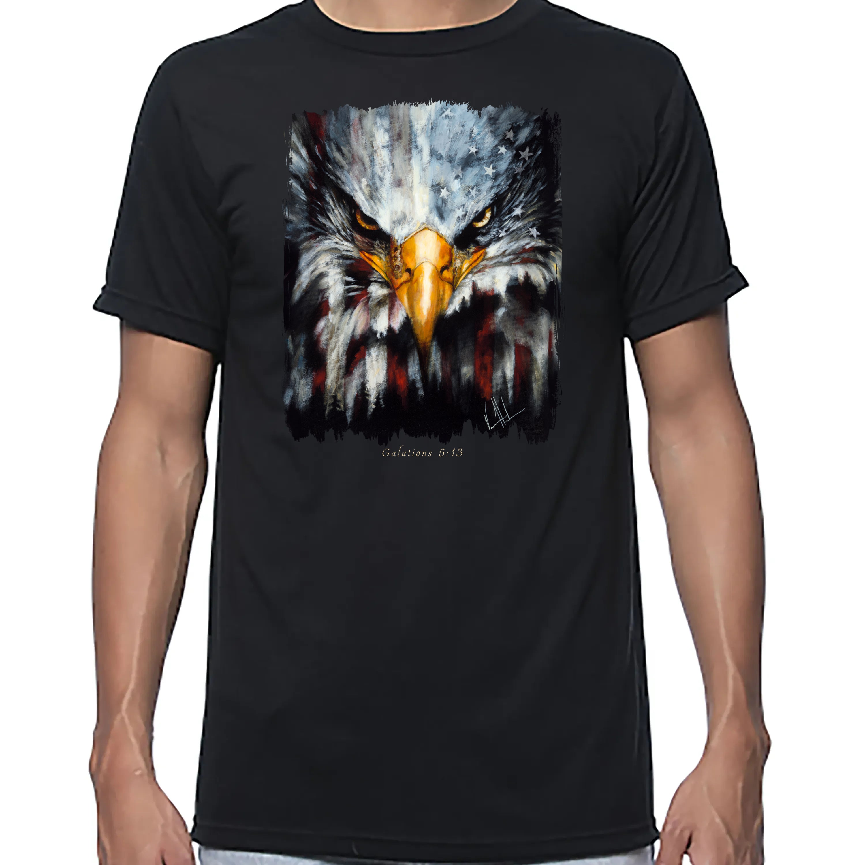 Stripes Of Freedom - Unisex T (Premium Organic Fabric) Vanessa Horabuena Bamboo Black Small