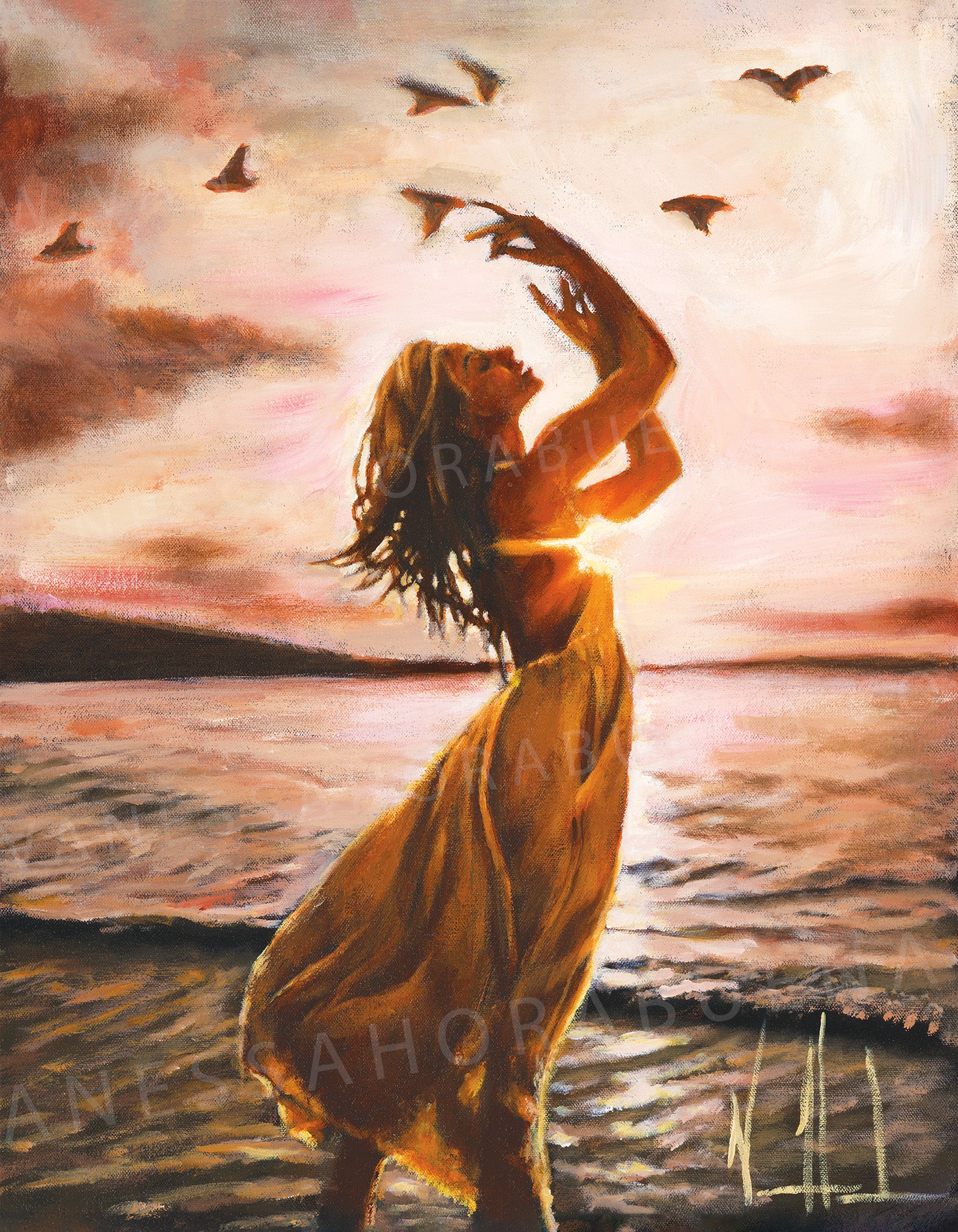 Sustained By Your Love (Hand Embellished Canvas Print) Women's Art Print Vanessa Horabuena