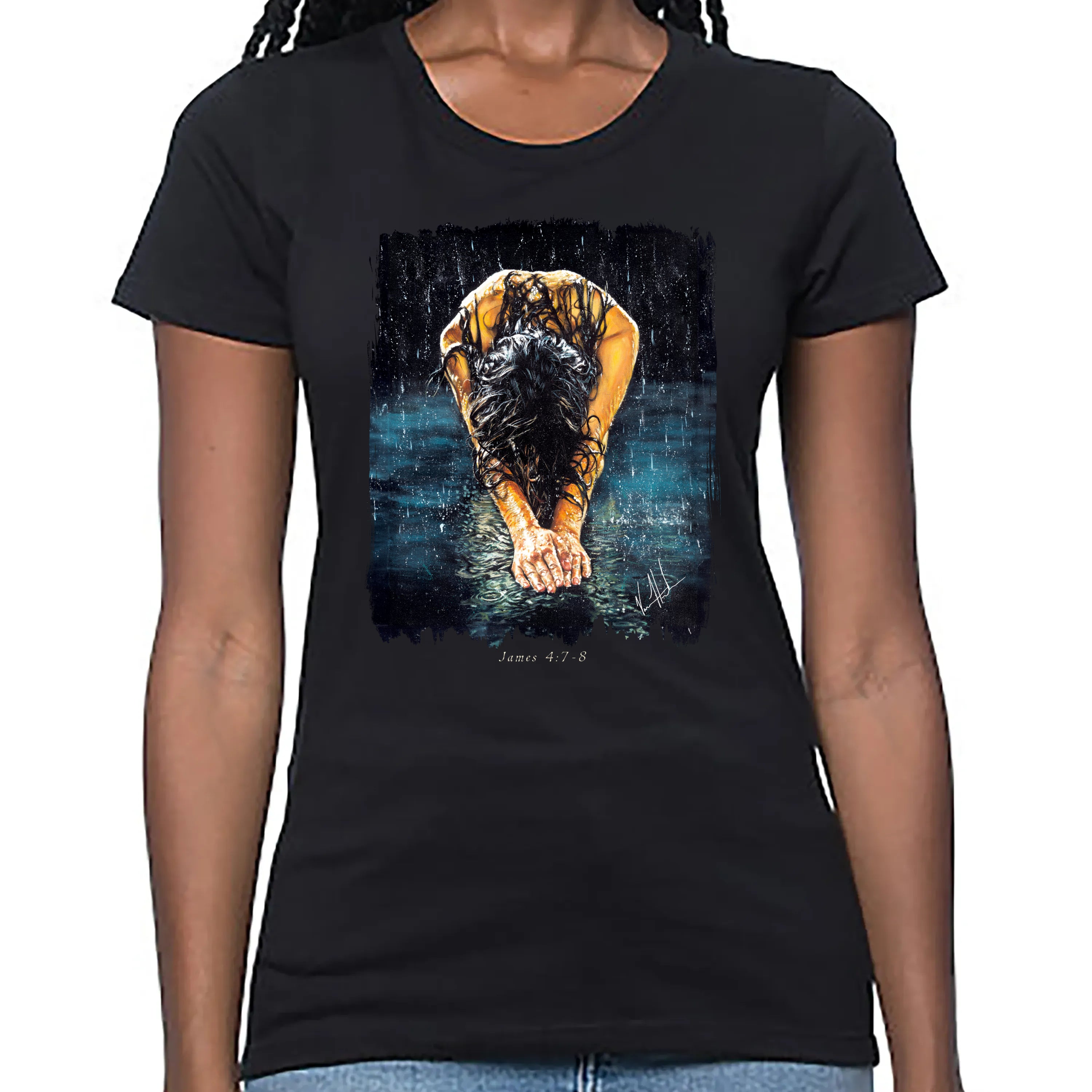 Women's T (Organic Bamboo) - The Art of Surrender Organic Bamboo Vanessa Horabuena Short Sleeve Eclipse (Black) XS