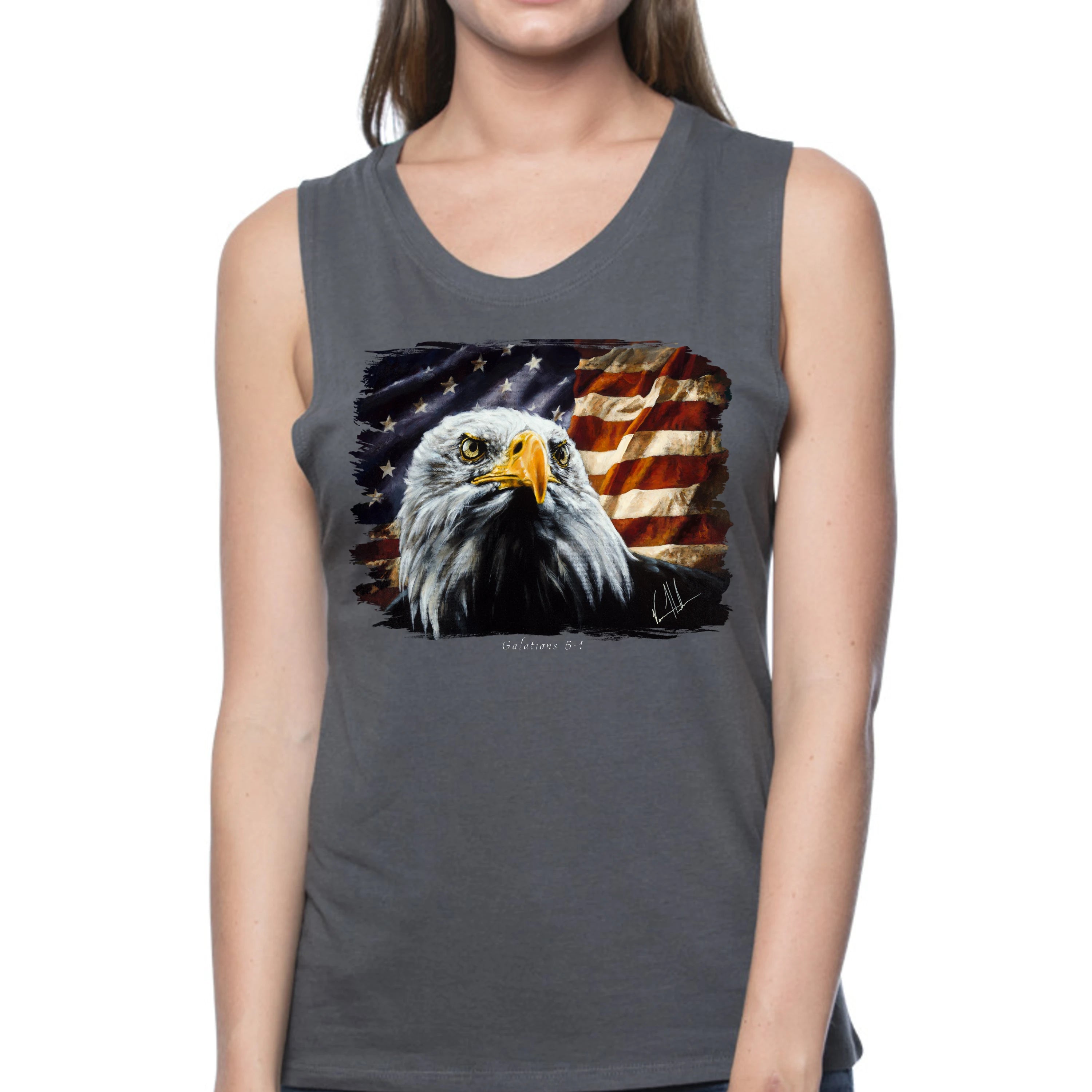 The Fight for Freedom - Women's Tank Top (Organic Bamboo) Organic Bamboo Vanessa Horabuena Short Sleeve Pewter (Grey) XS