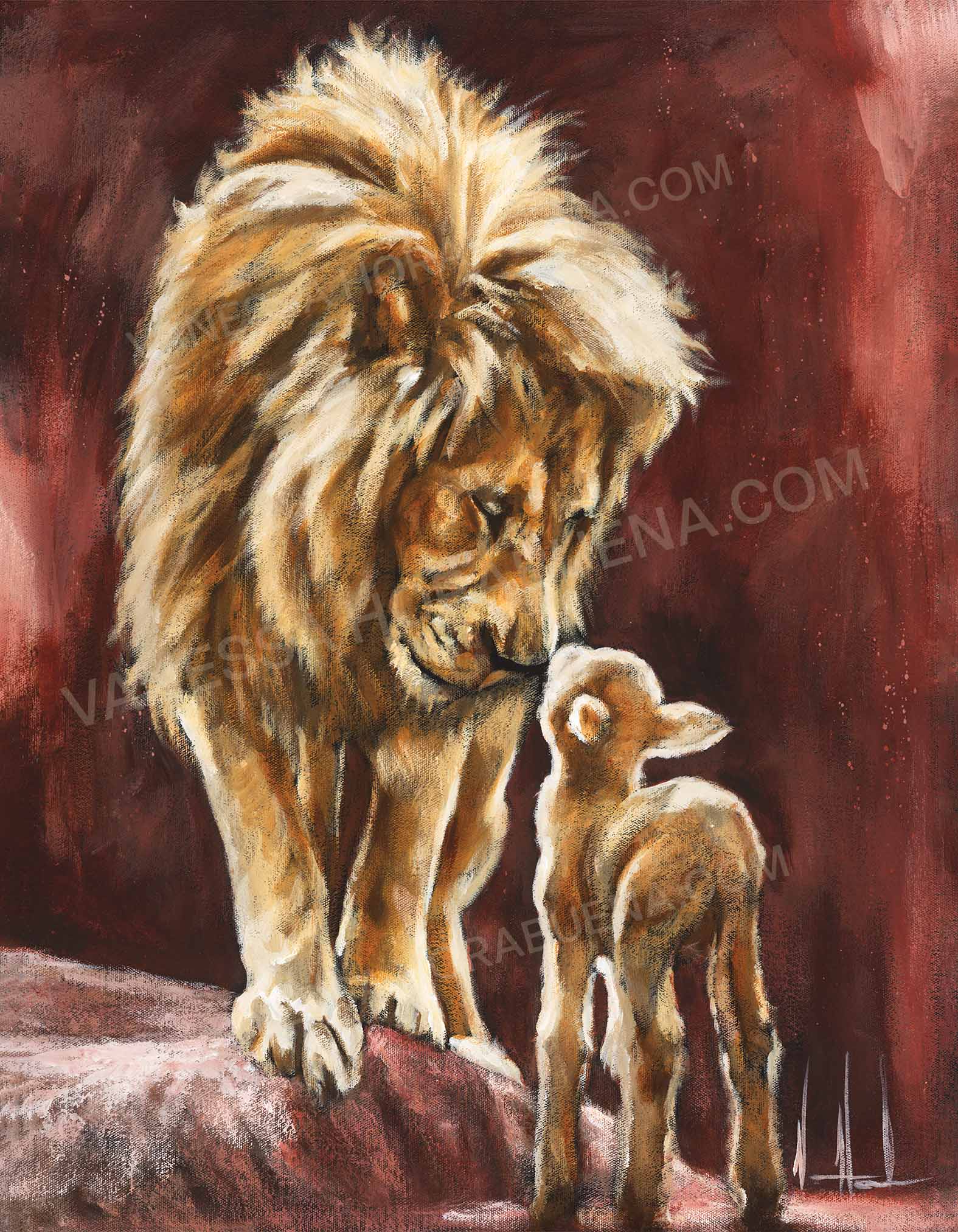 The Heart of God (Hand Embellished Canvas Print) Lion Art Print Vanessa Horabuena