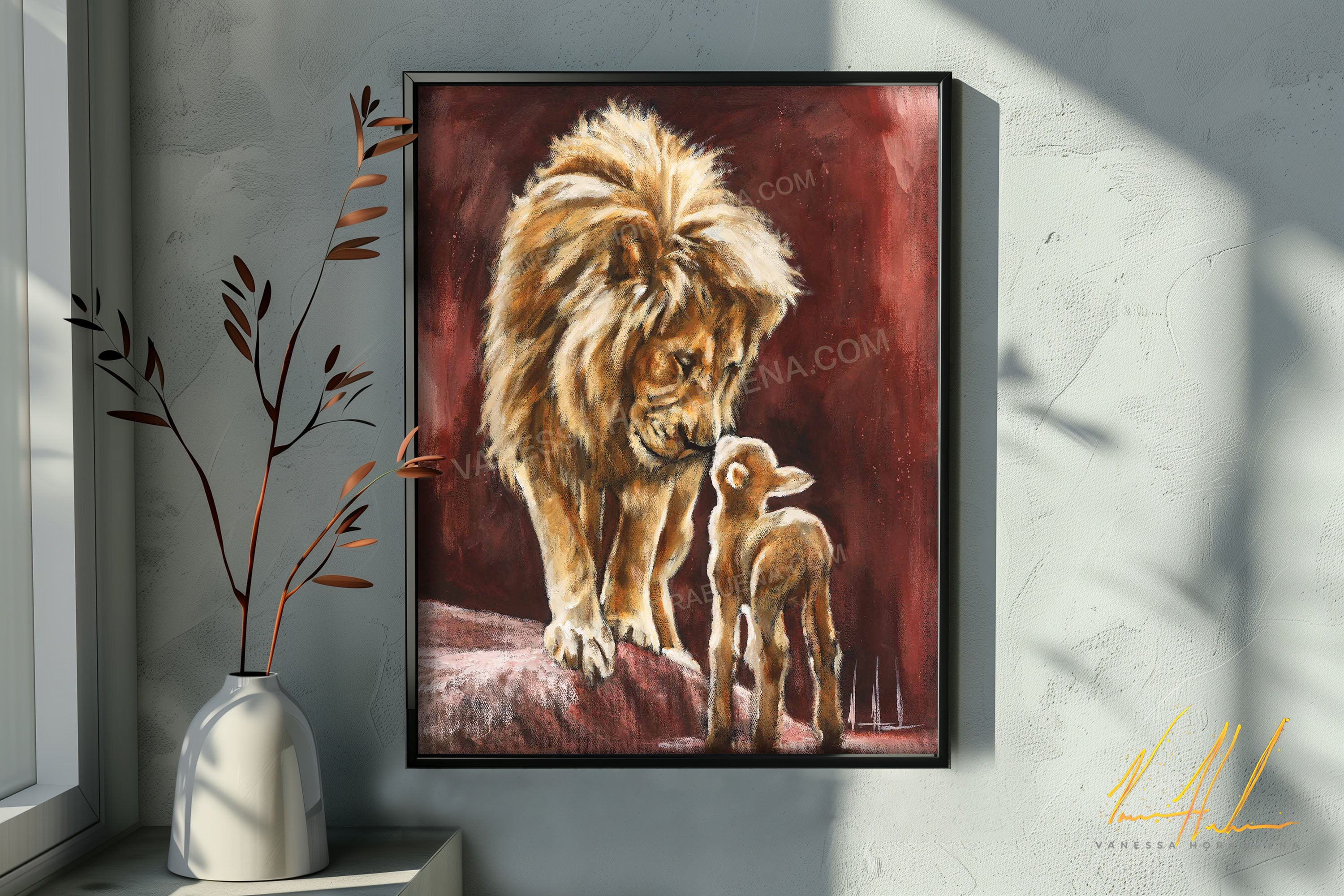 The Heart of God (Hand Embellished Canvas Print) Lion Art Print Vanessa Horabuena