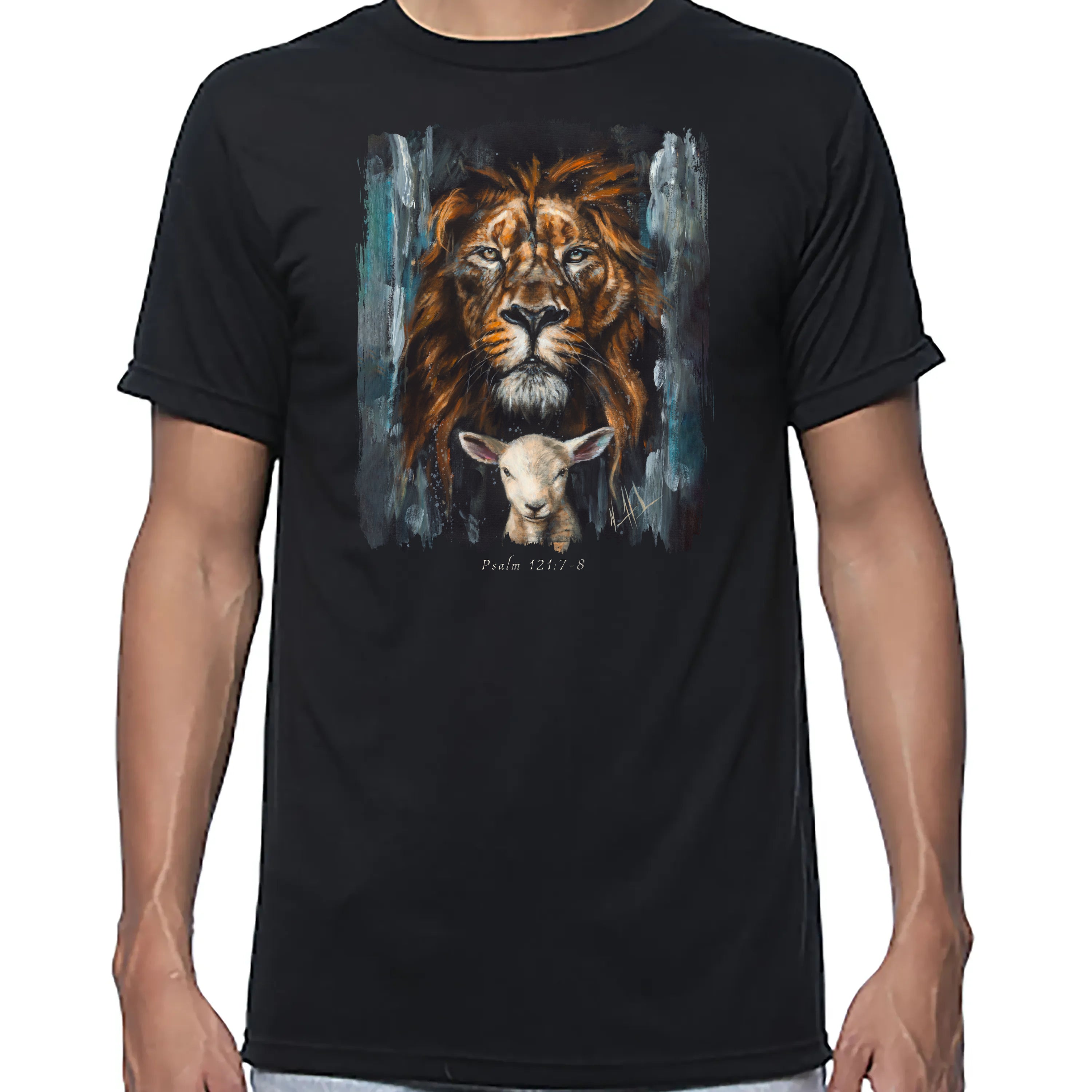 The Lion And Lamb Passover - Unisex T (Premium Organic Fabric) Vanessa Horabuena Bamboo Black Small