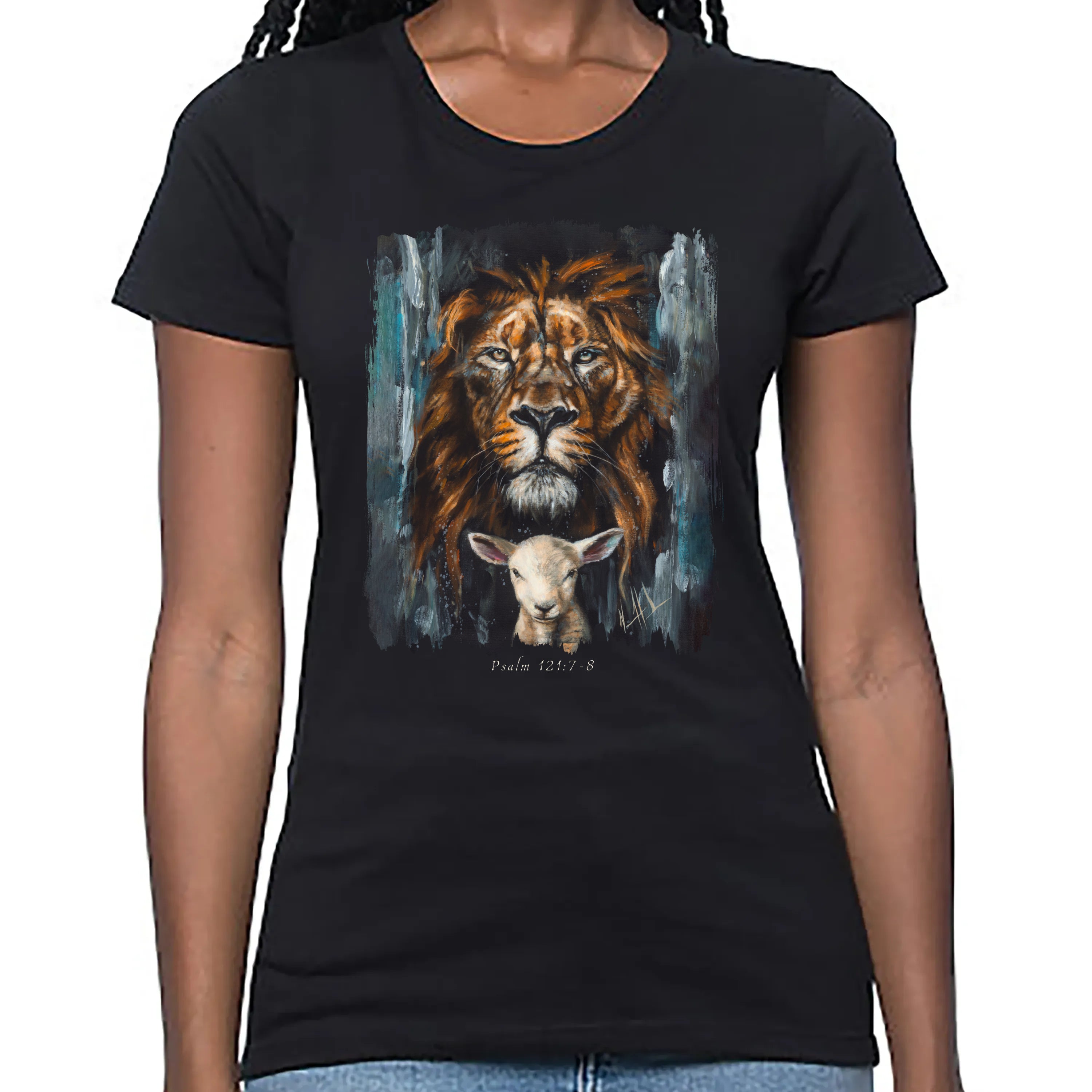 Women's T (Organic Bamboo) - The Lion and Lamb Passover Organic Bamboo Vanessa Horabuena Short Sleeve Eclipse (Black) XS