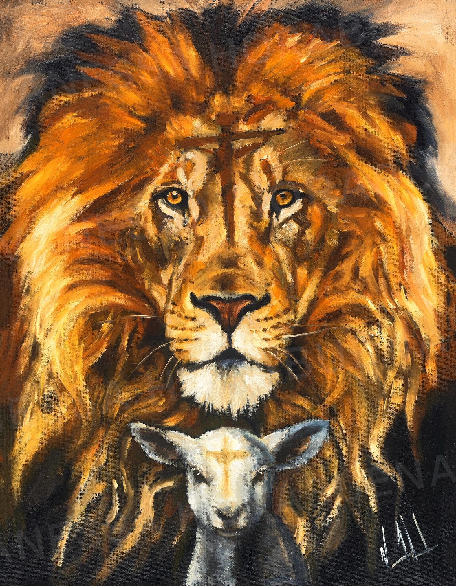 The Lion and Lamb Passover (For Our Redemption) Lion Art Print Vanessa Horabuena