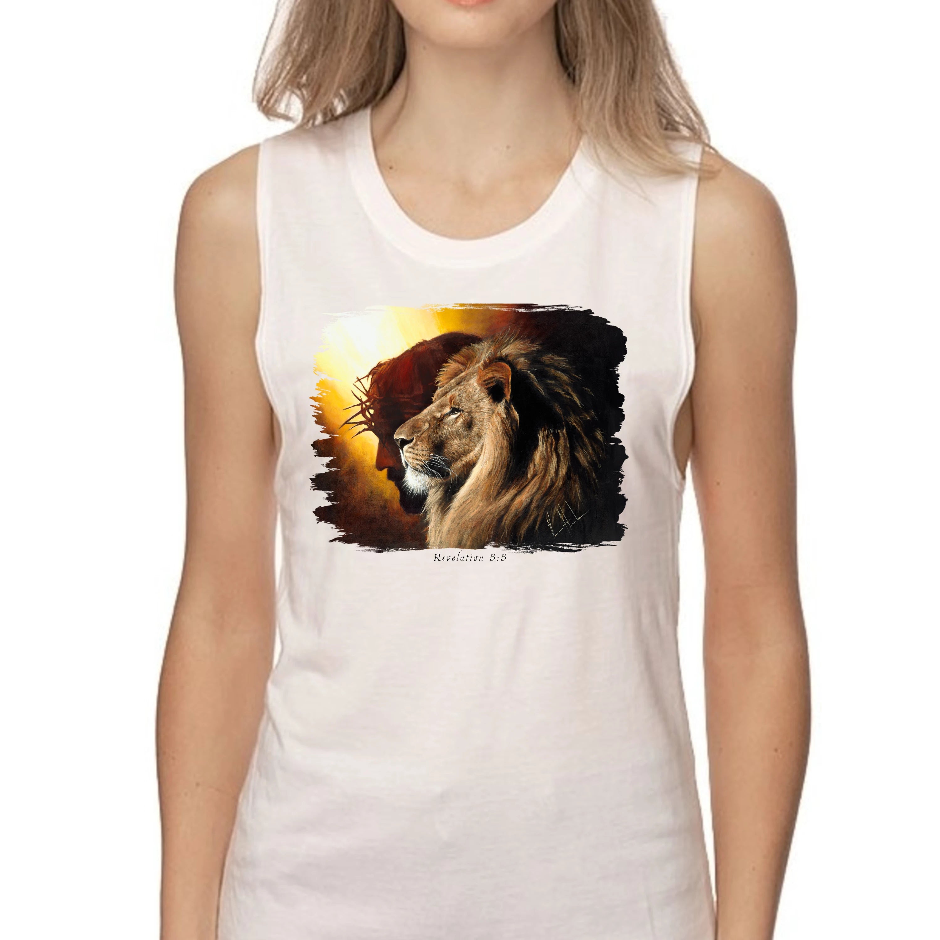 The Lion of Judah - Women's Tank Top (Organic Bamboo) Organic Bamboo Vanessa Horabuena Short Sleeve Frost (White) XS