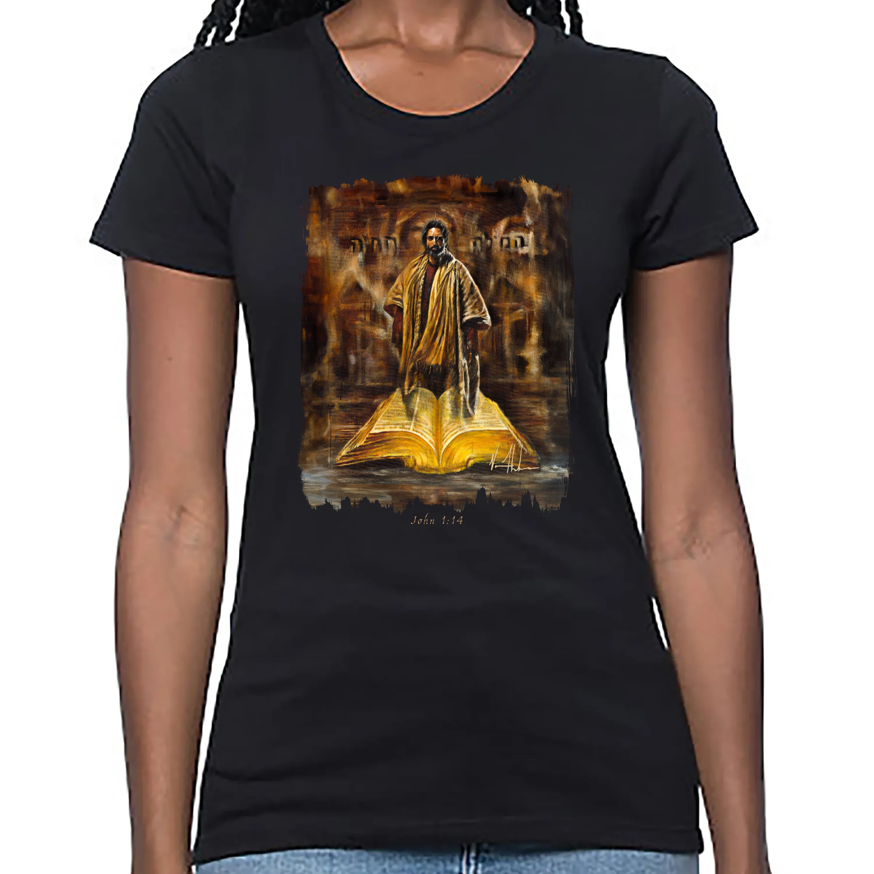 Women's T (Organic Bamboo) - The Living Word Organic Bamboo Vanessa Horabuena Short Sleeve Eclipse (Black) XS