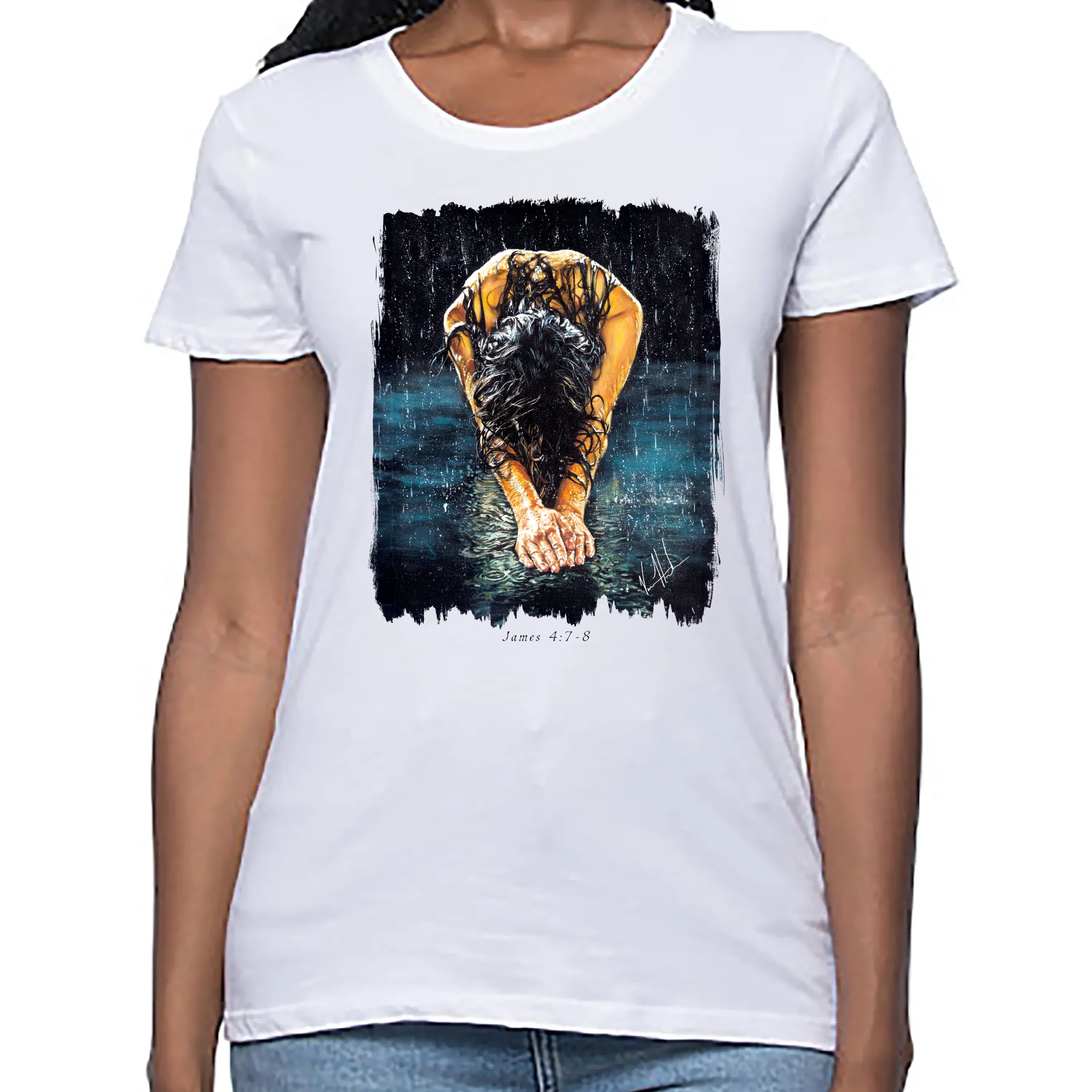 Women's T (Organic Bamboo) - The Art of Surrender Organic Bamboo Vanessa Horabuena Short Sleeve Frost (White) XS