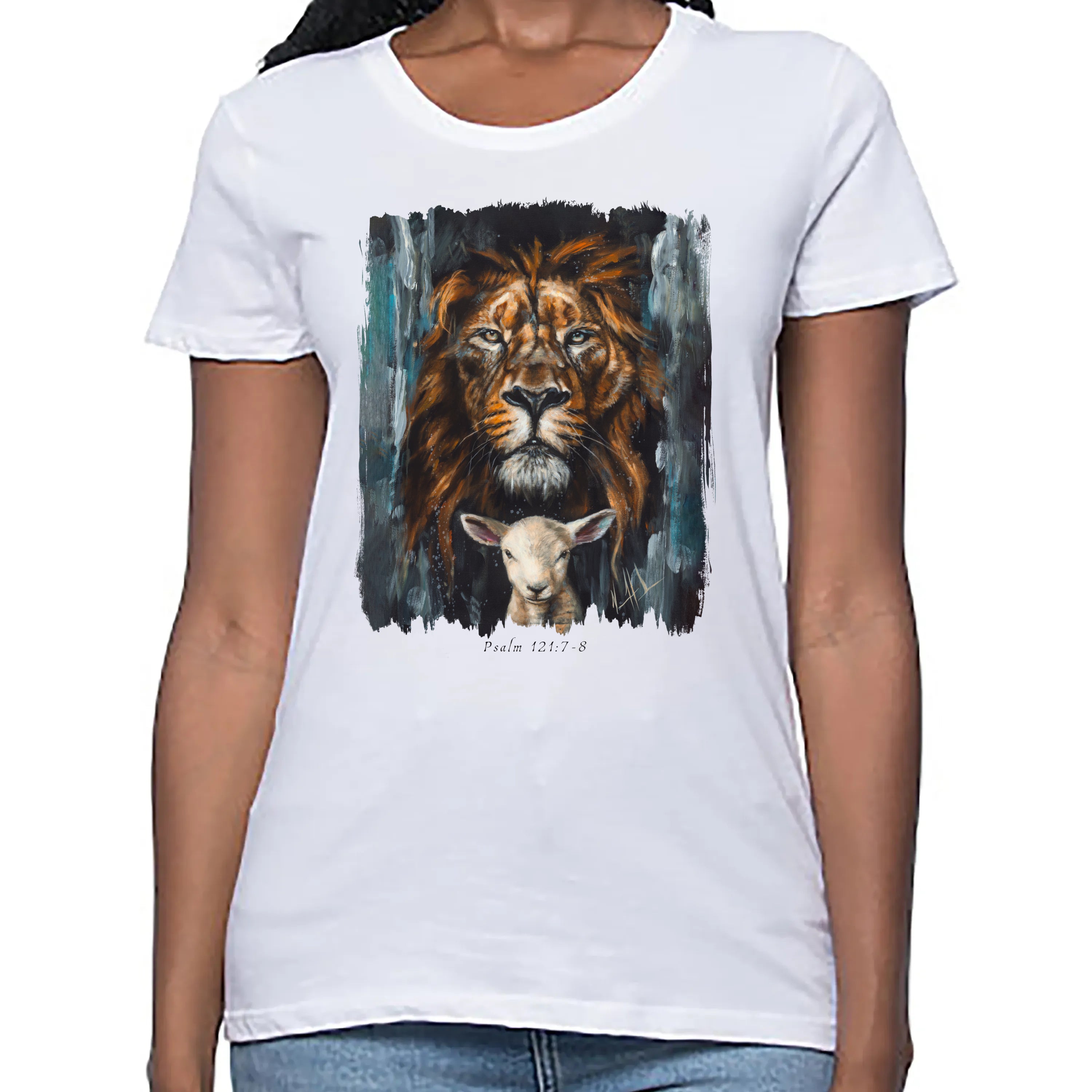 Women's T (Organic Bamboo) - The Lion and Lamb Passover Organic Bamboo Vanessa Horabuena Short Sleeve Frost (White) XS