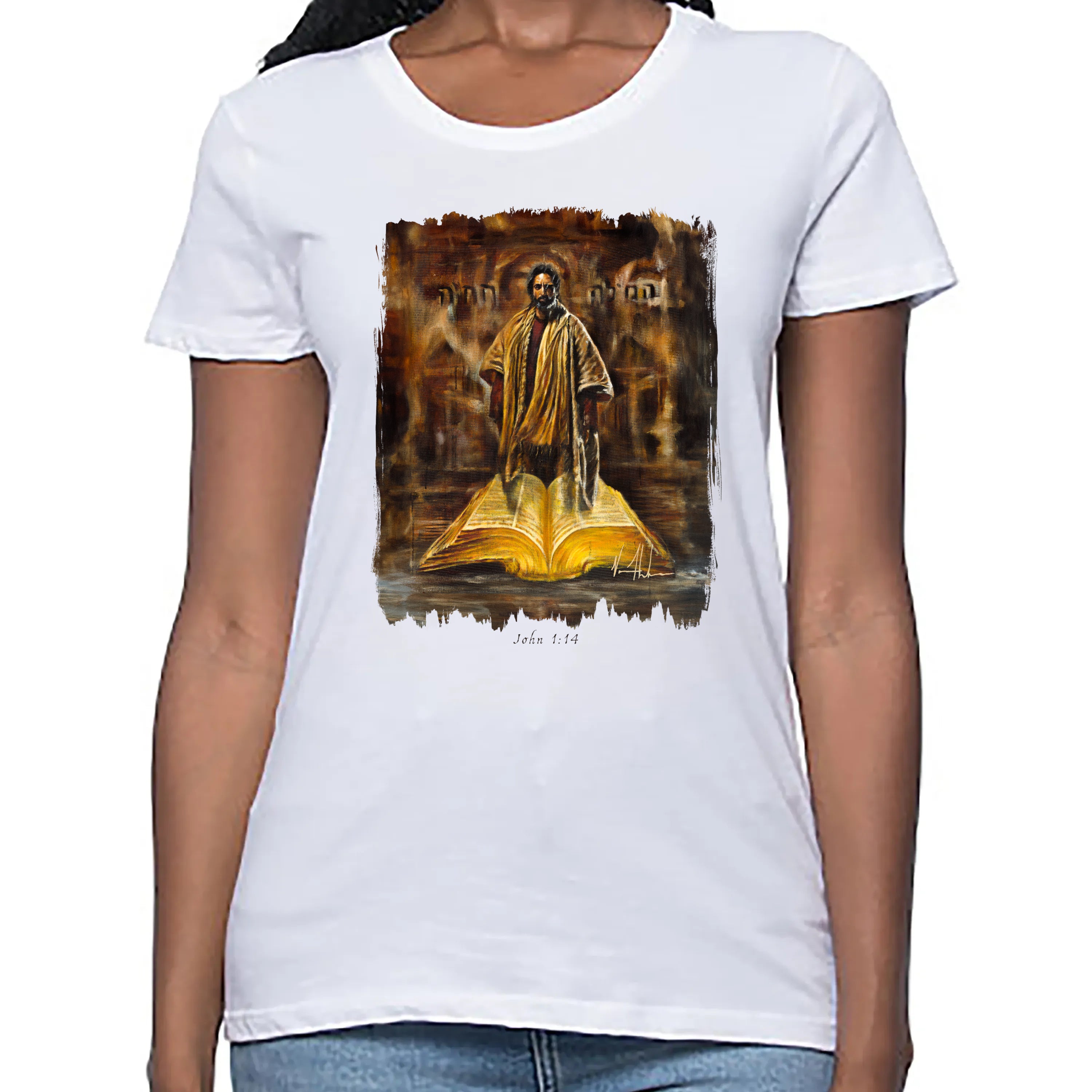 Women's T (Organic Bamboo) - The Living Word Organic Bamboo Vanessa Horabuena Short Sleeve Frost (White) XS