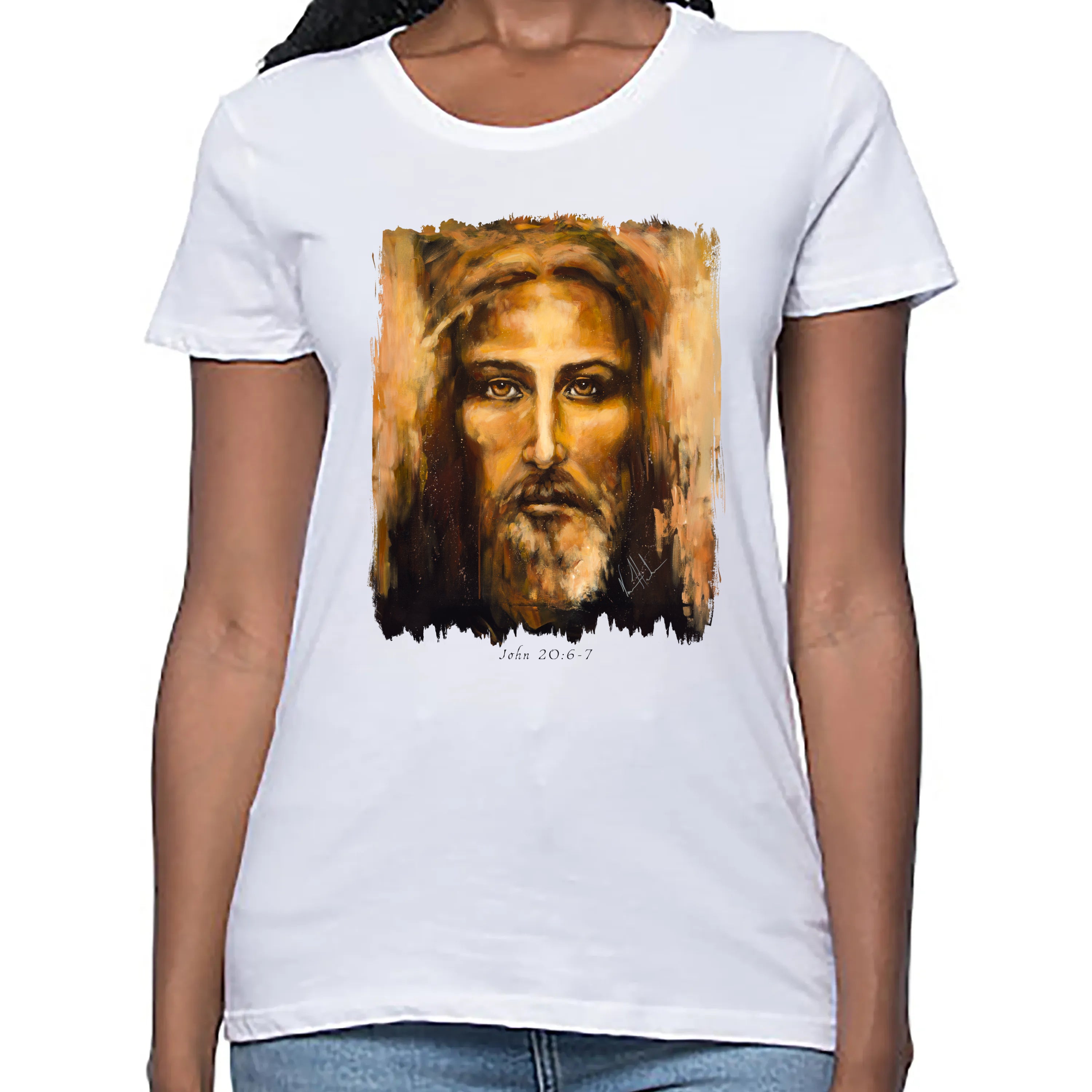 Women's T (Organic Bamboo) - The Shroud of Turin - Resurrection Light Organic Bamboo Vanessa Horabuena Short Sleeve Frost (White) XS