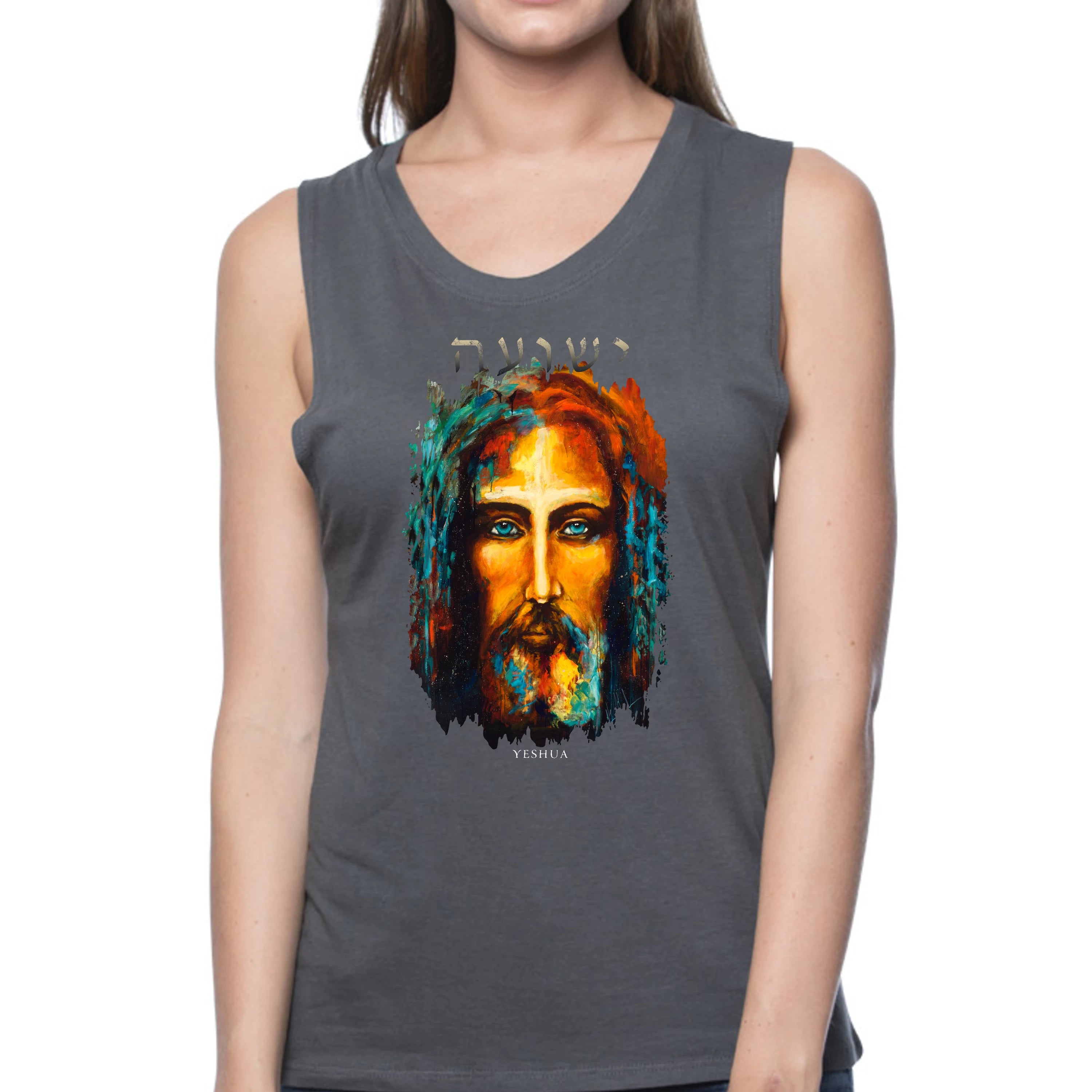 The Shroud of Turin - The Colors of Life - Women's Tank Top (Organic Bamboo) Organic Bamboo Vanessa Horabuena Short Sleeve Pewter (Grey) XS