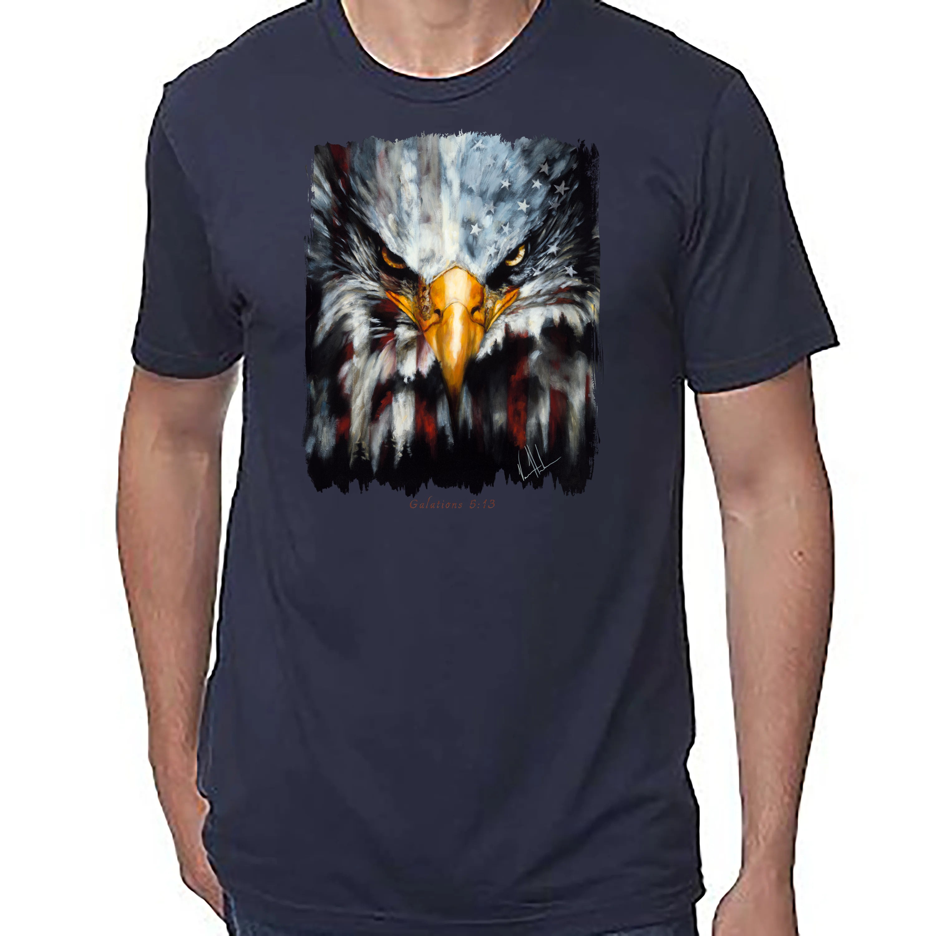 Stripes Of Freedom - Unisex T (Premium Organic Fabric) Vanessa Horabuena Bamboo Midnight Blue Small