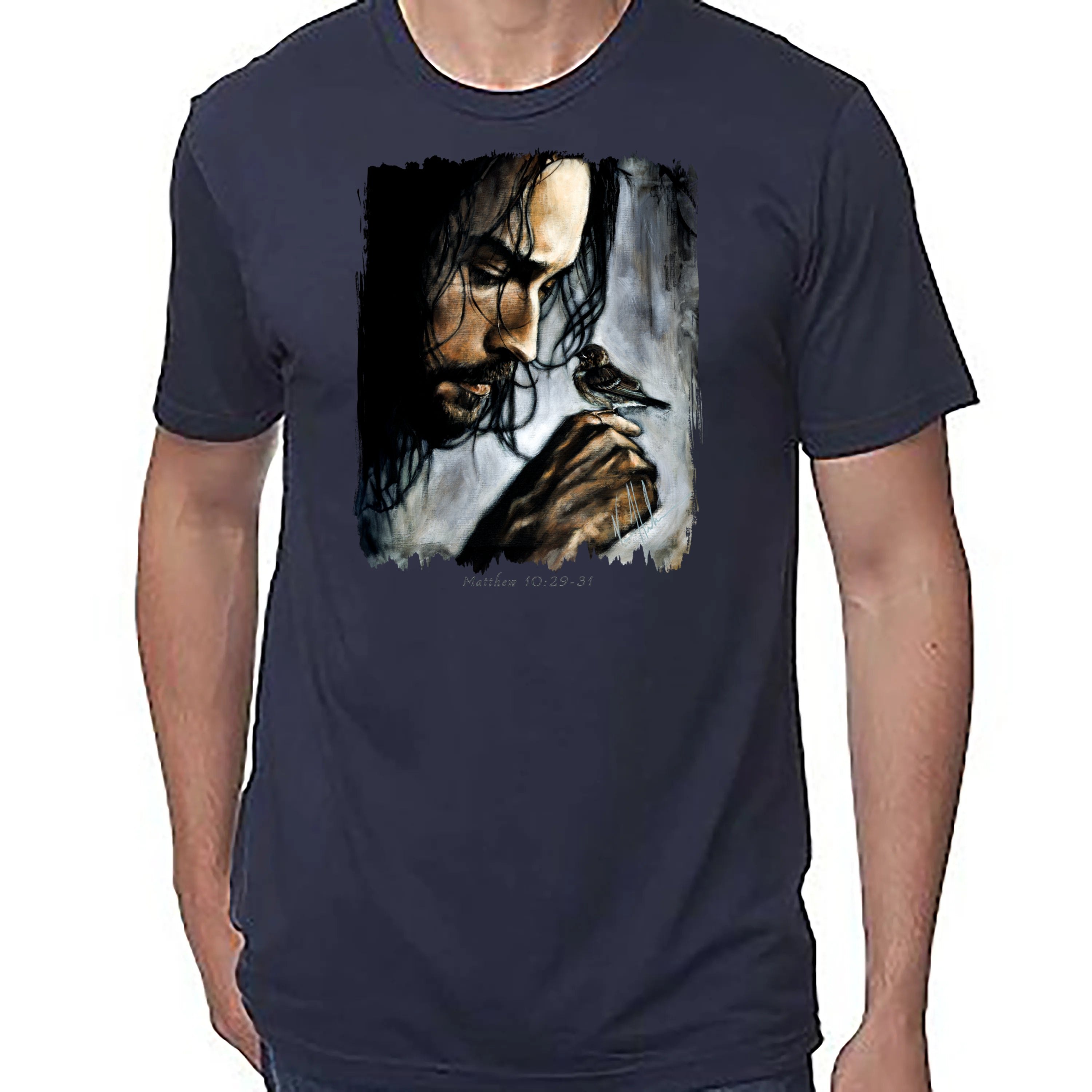 Watcher Of The Sparrow - Unisex T (Premium Organic Fabric) Vanessa Horabuena Bamboo Midnight Blue Small