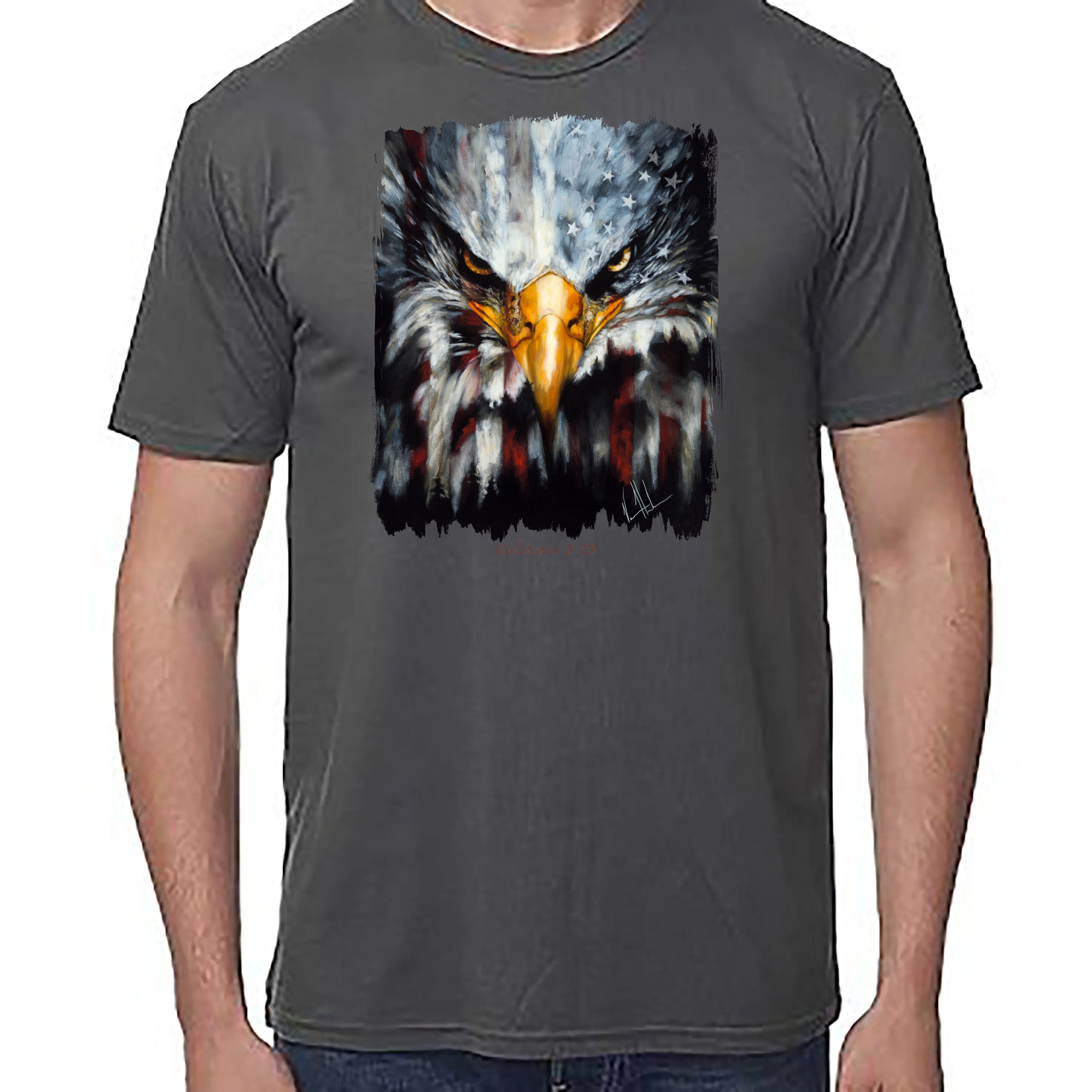 Stripes Of Freedom - Unisex T (Premium Organic Fabric) Vanessa Horabuena Bamboo Pewter Small