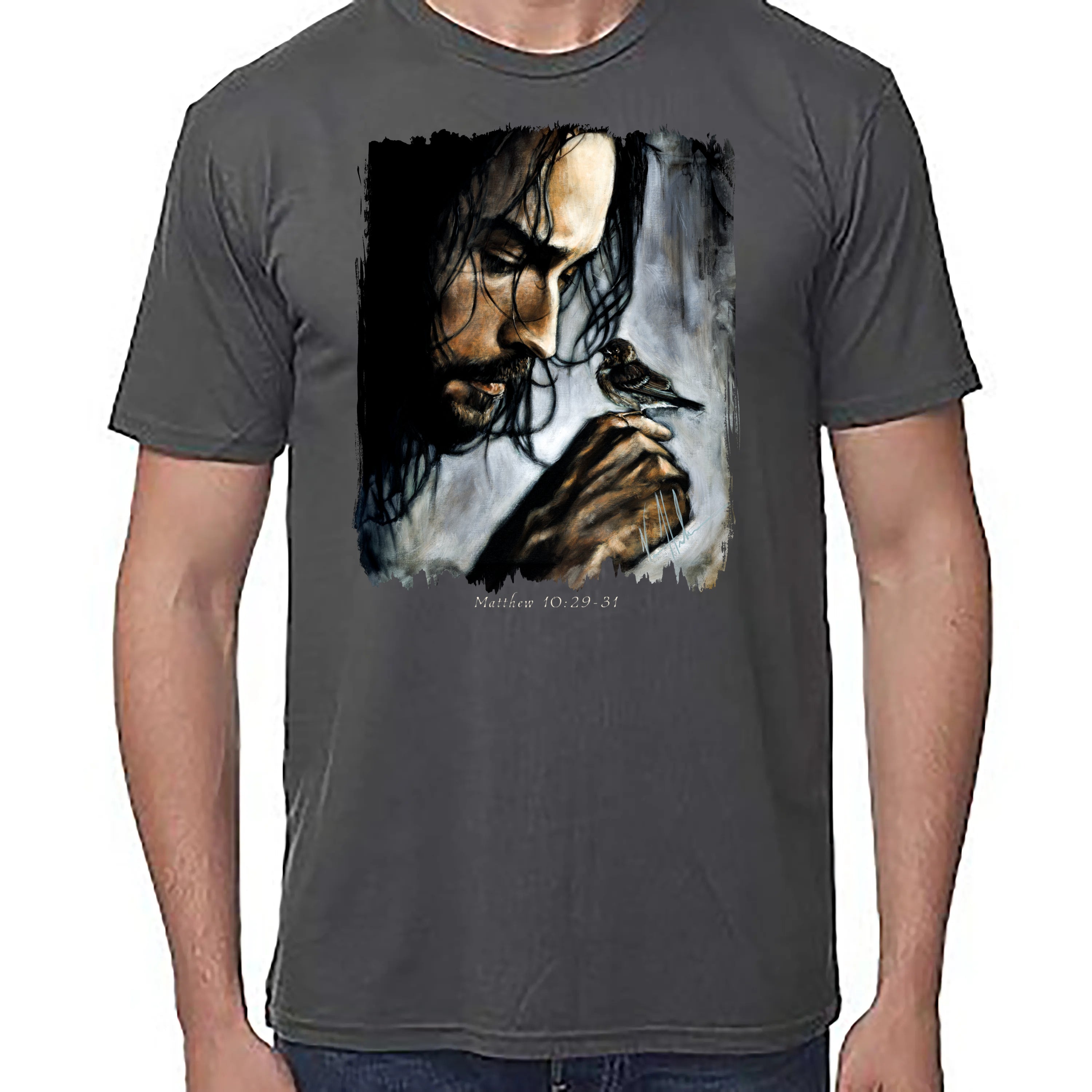 Watcher Of The Sparrow - Unisex T (Premium Organic Fabric) Vanessa Horabuena Bamboo Pewter Small