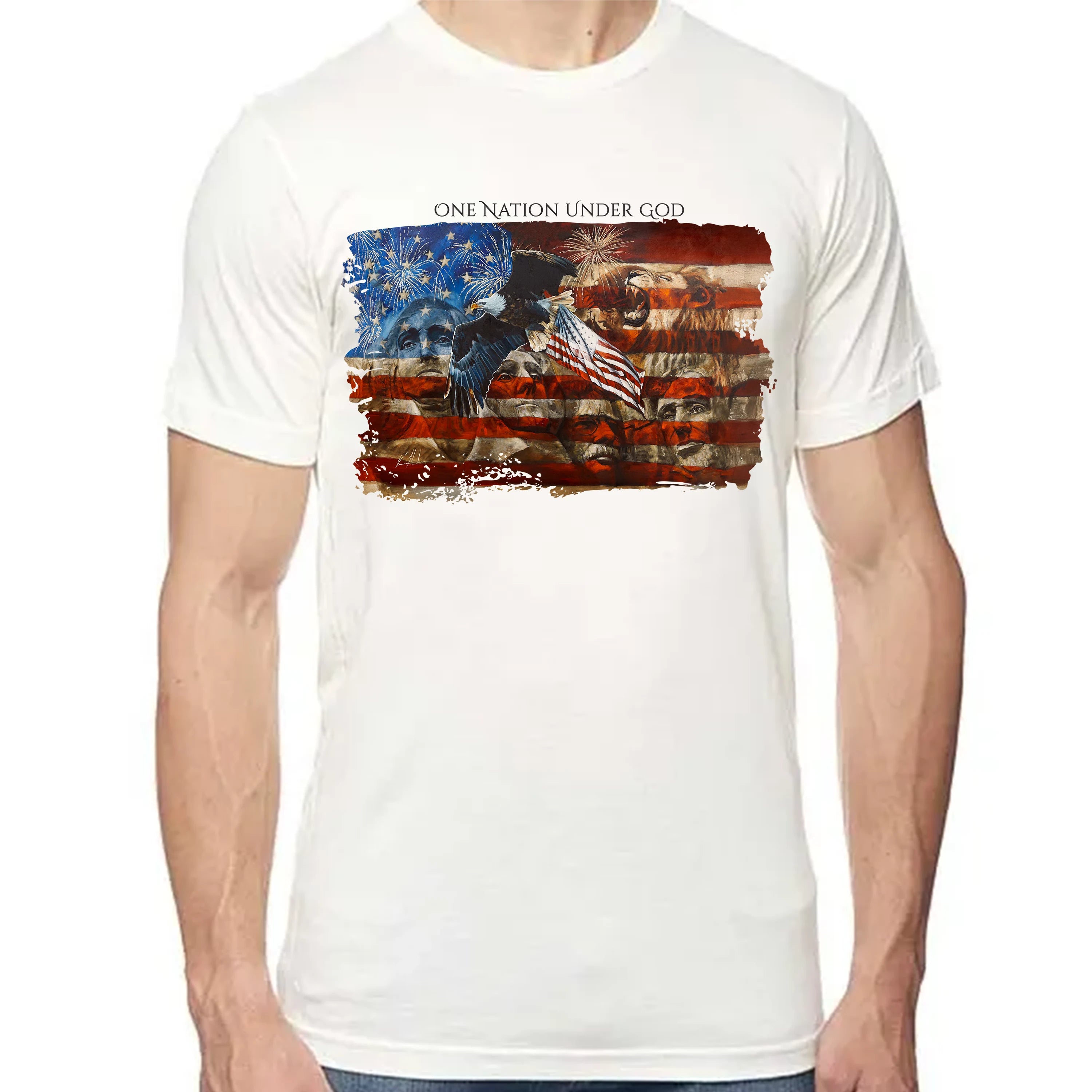 An American Tribute - 4th of July - Unisex T (Premium Organic Fabric) Vanessa Horabuena Bamboo Natural Small