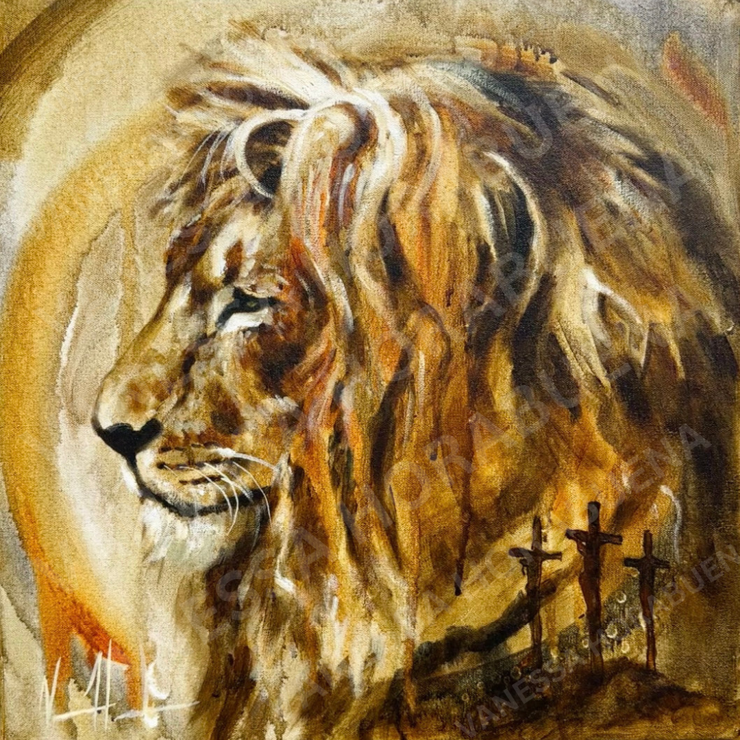 Kingdom of Heaven (Hand Embellishment Canvas Print) Lion Art Print Vanessa Horabuena