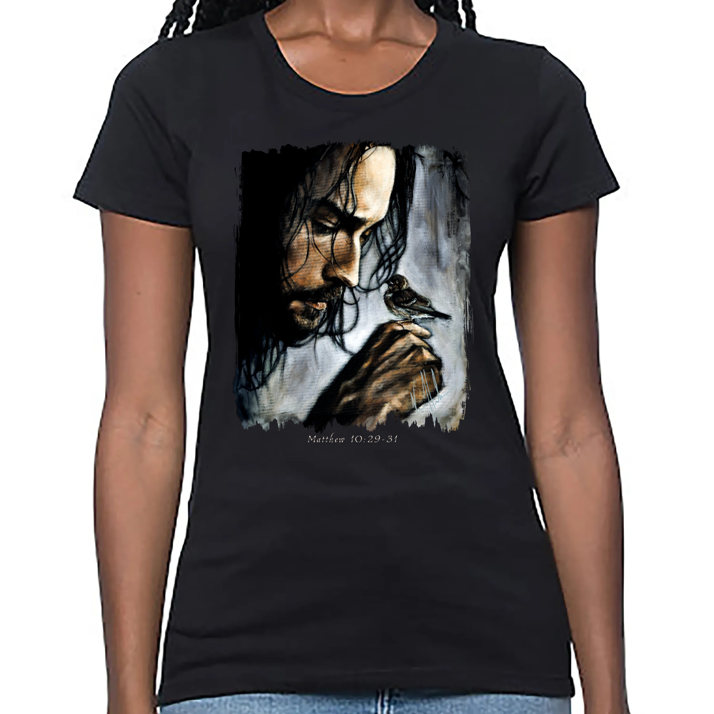 Women's T (Organic Bamboo) - Watcher of the Sparrow Organic Bamboo Vanessa Horabuena Short Sleeve Eclipse (Black) XS