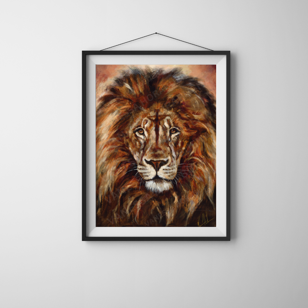 King of Heaven - Glorious Reign (Hand Embellishment Canvas Print) Lion Art Print Vanessa Horabuena