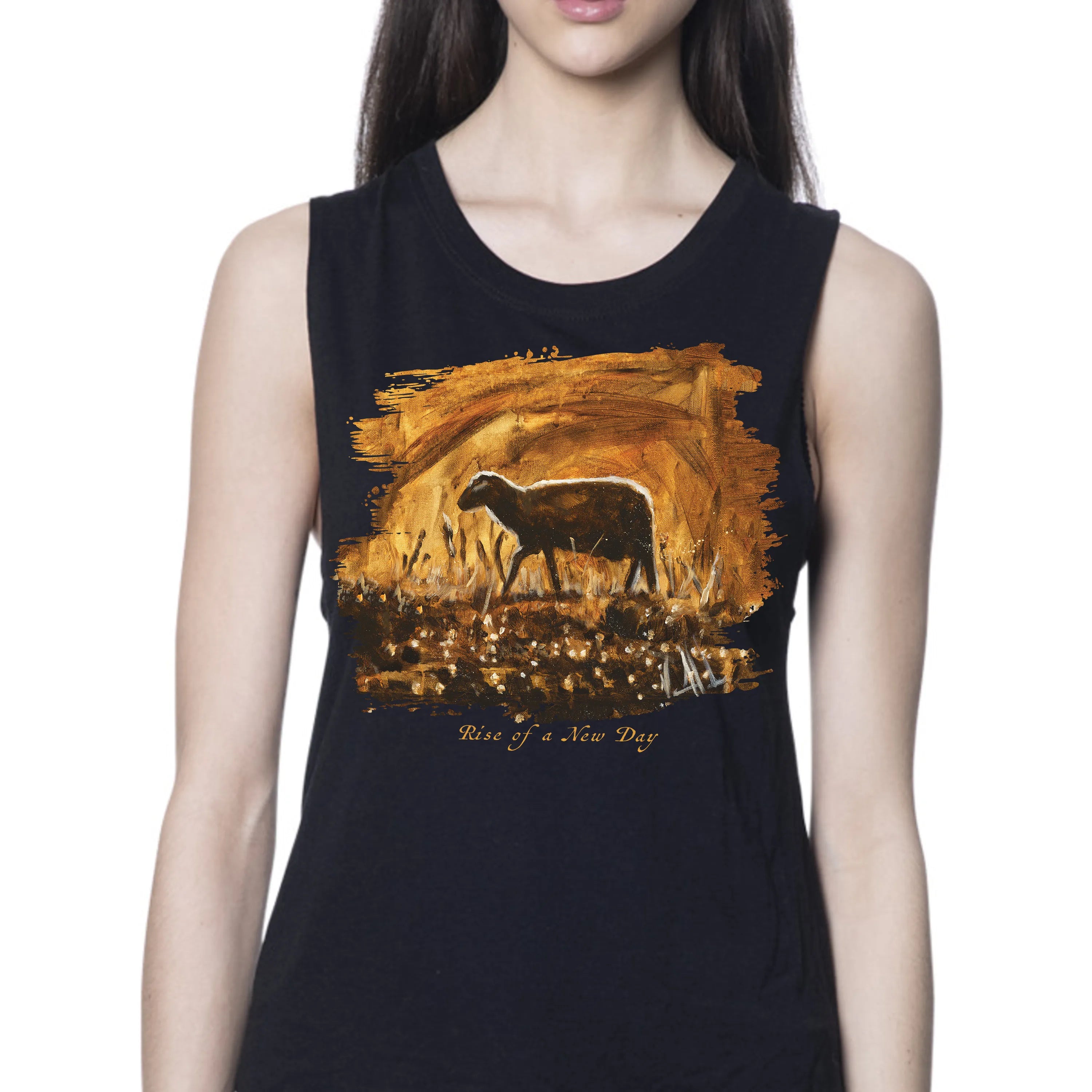 Women's Tank Top (Organic Bamboo) - Rise of a New Day Organic Bamboo Vanessa Horabuena Short Sleeve Eclipse (Black) XS