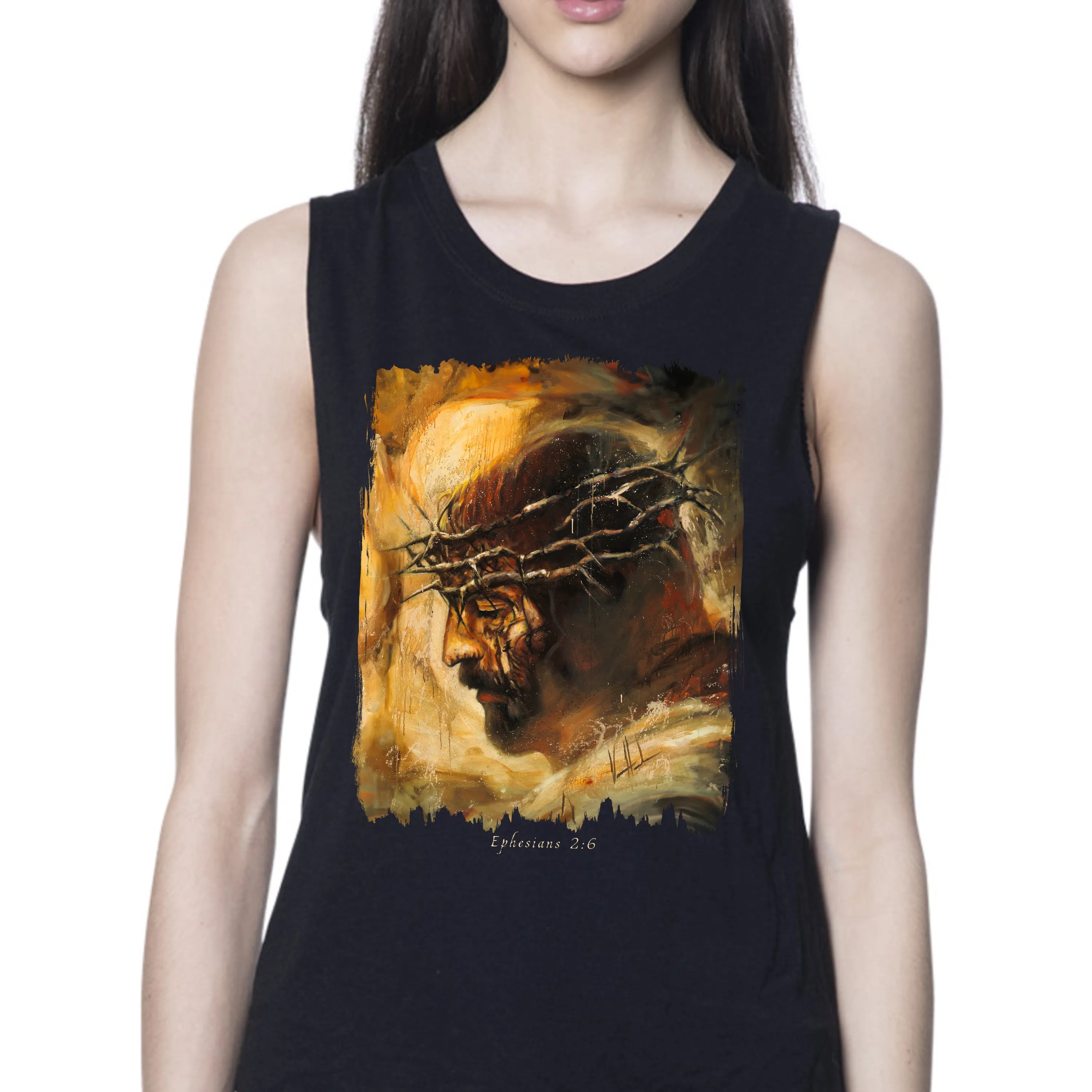 King of Glory - Women's Tank Top (Organic Bamboo) Organic Bamboo Vanessa Horabuena Short Sleeve Eclipse (Black) XS