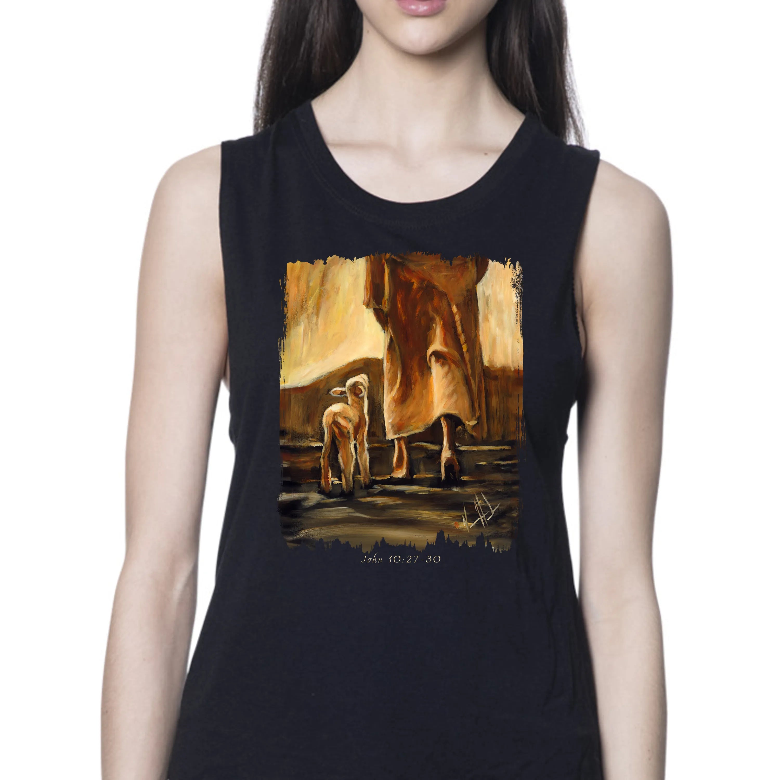 My Sheep Listen to My Voice (Fall Collection) - Women's Tank Top (Organic Bamboo) Organic Bamboo Vanessa Horabuena Short Sleeve Eclipse (Black) XS