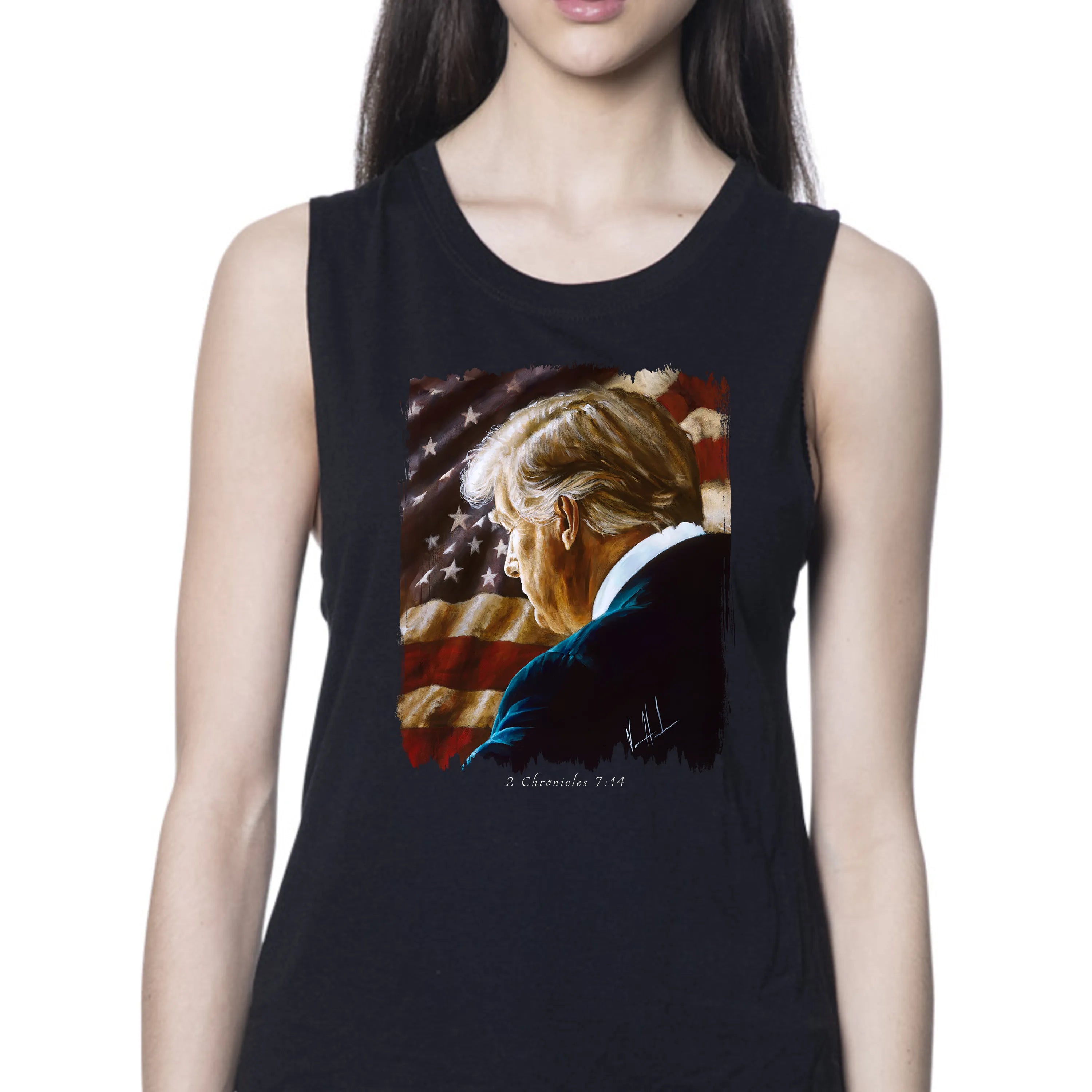 Prayers for Our Nation - Women's Tank Top (Organic Bamboo) Organic Bamboo Vanessa Horabuena Short Sleeve Eclipse (Black) XS