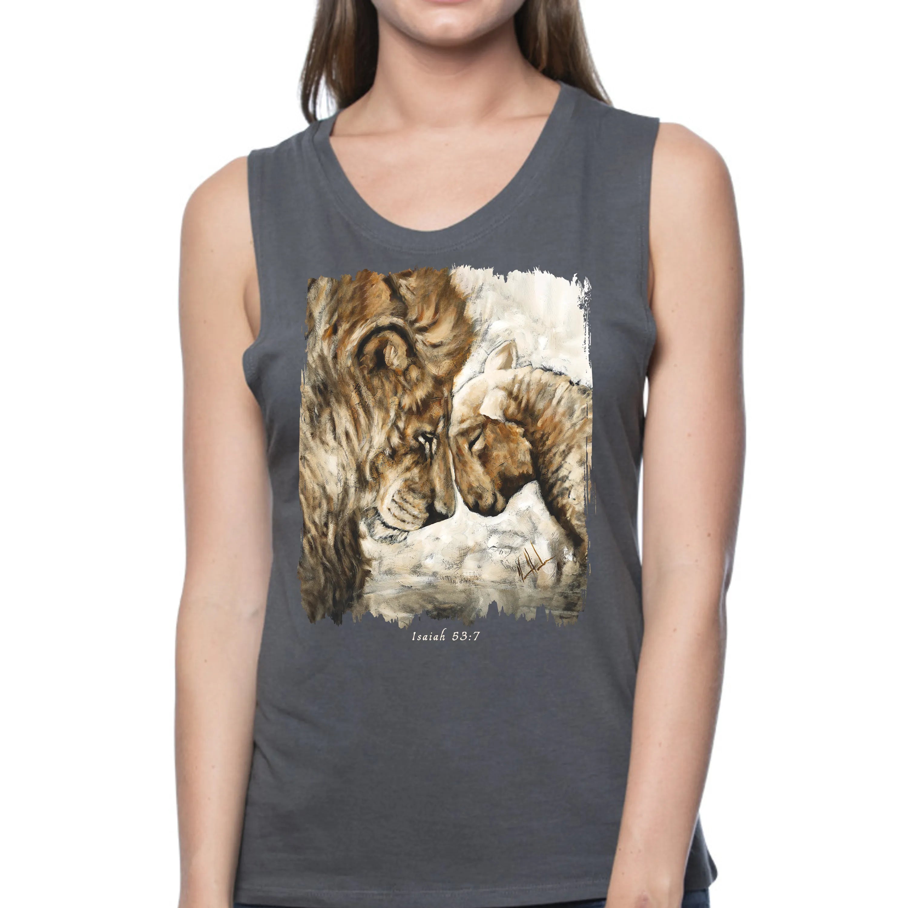 Compassion of a King (White) - Women's Tank Top (Organic Bamboo) Organic Bamboo Vanessa Horabuena Short Sleeve Pewter (Grey) XS