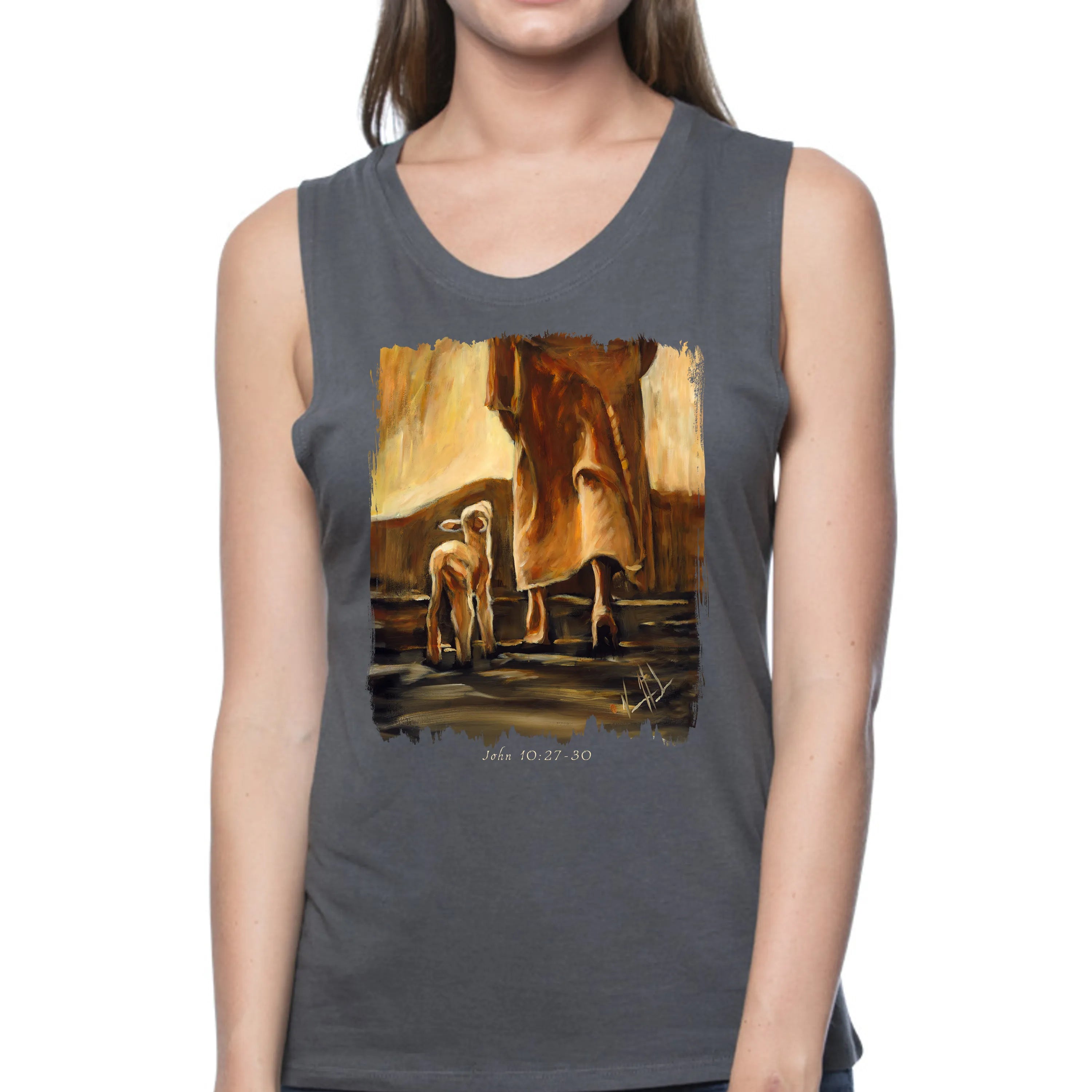 My Sheep Listen to My Voice (Fall Collection) - Women's Tank Top (Organic Bamboo) Organic Bamboo Vanessa Horabuena Short Sleeve Pewter (Grey) XS