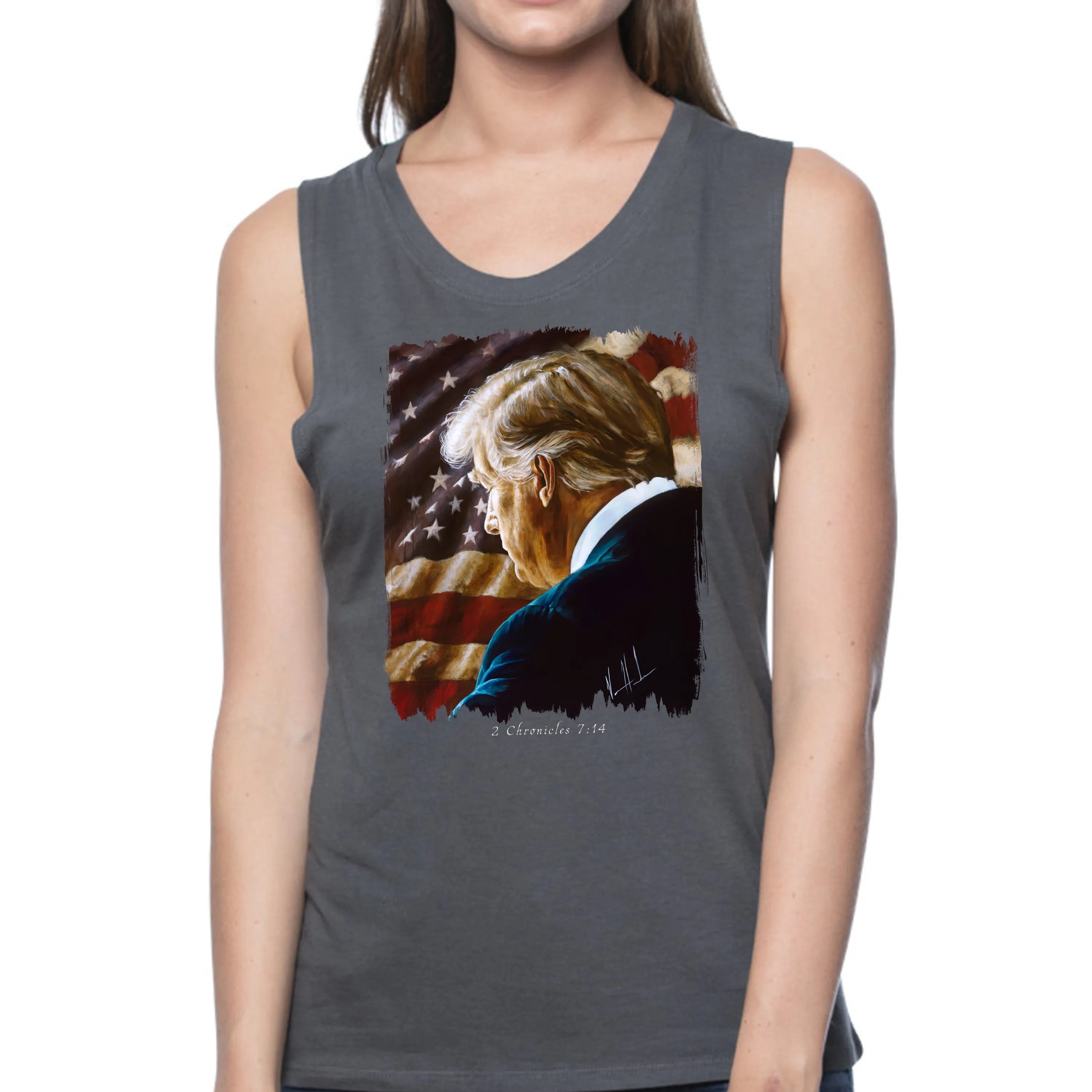 Prayers for Our Nation - Women's Tank Top (Organic Bamboo) Organic Bamboo Vanessa Horabuena Short Sleeve Pewter (Grey) XS