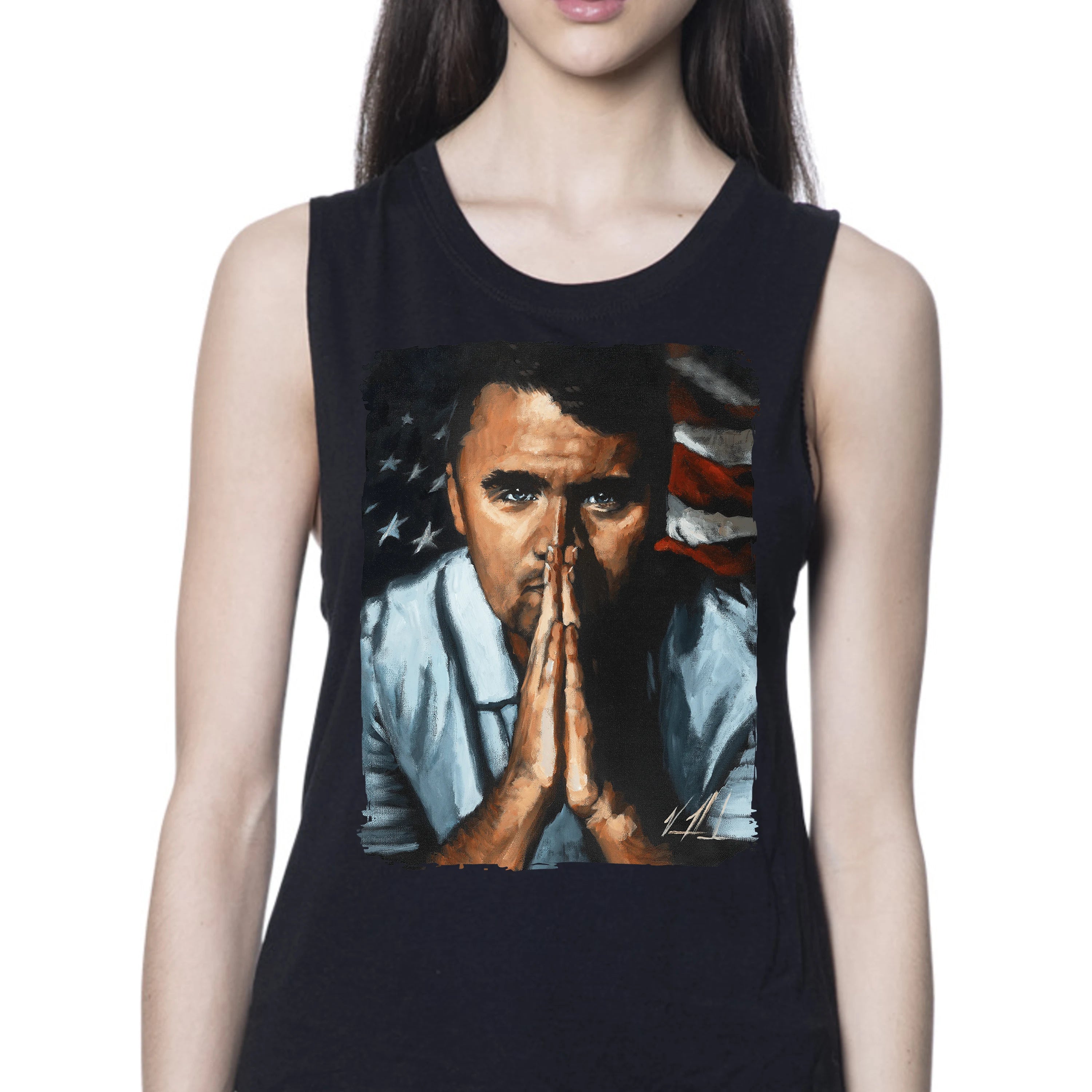 Charlie Kirk - A Patriot's Tribute - Women's Tank Top (Organic Bamboo) Organic Bamboo Vanessa Horabuena Short Sleeve Eclipse (Black) XS