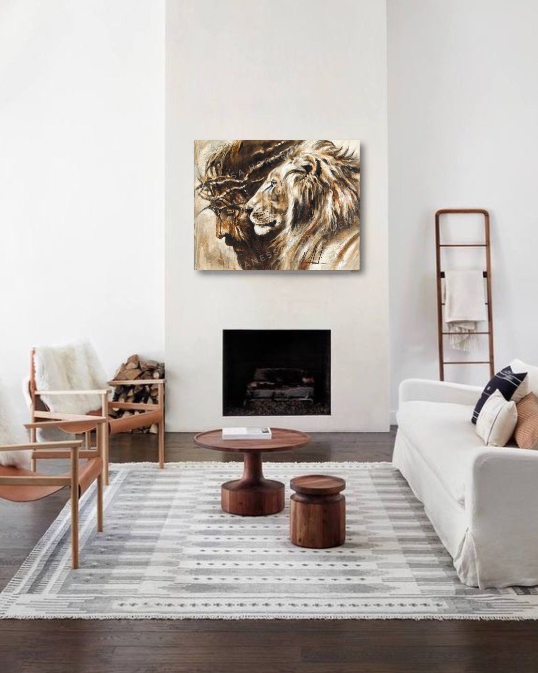 Heaven's Grace (Hand Embellished Canvas Print) Lion Art Print, Jesus Art Print Vanessa Horabuena